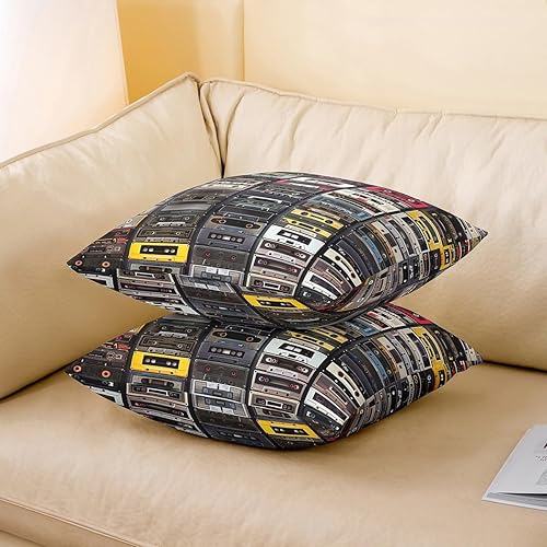 Miniatura 3 de Erosebridal Funda de cojín con diseño de radios vintage, con cinta de música retro, con cassette, reproducción de música, grabación, para niños,