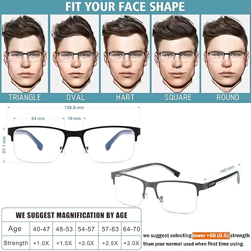 Miniatura 6 de JCUANGR Anteojos de lectura bifocales para hombre, sin línea progresiva, multifocal, lectores superiores transparentes, multifocales de transición