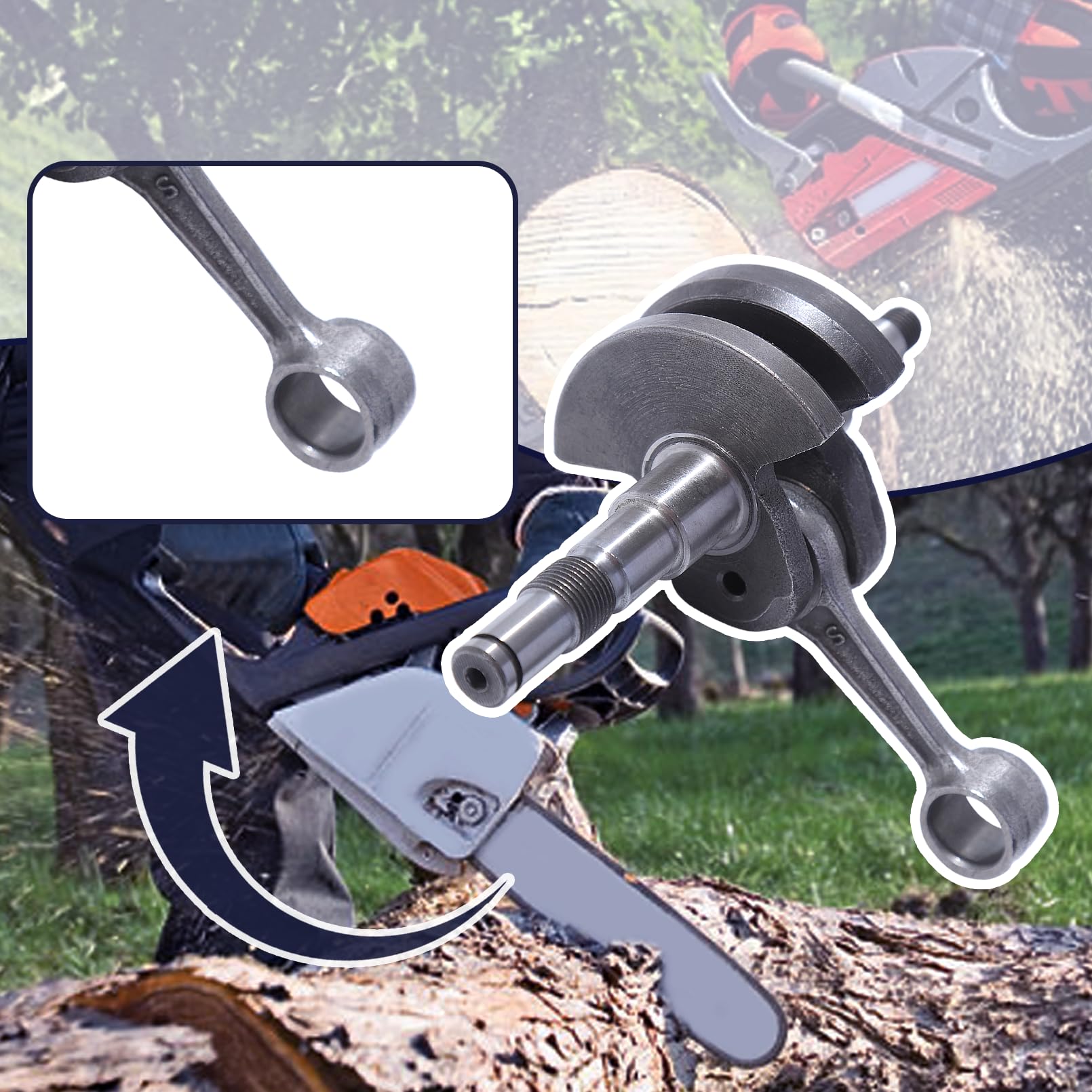 44,7 mm Kit cilindro e pistone e Albero Motore da per Stihl MS260 026 PRO, Include Candela, Paraoli e Set Guarnizioni, Ricambio per 1121 020 1217