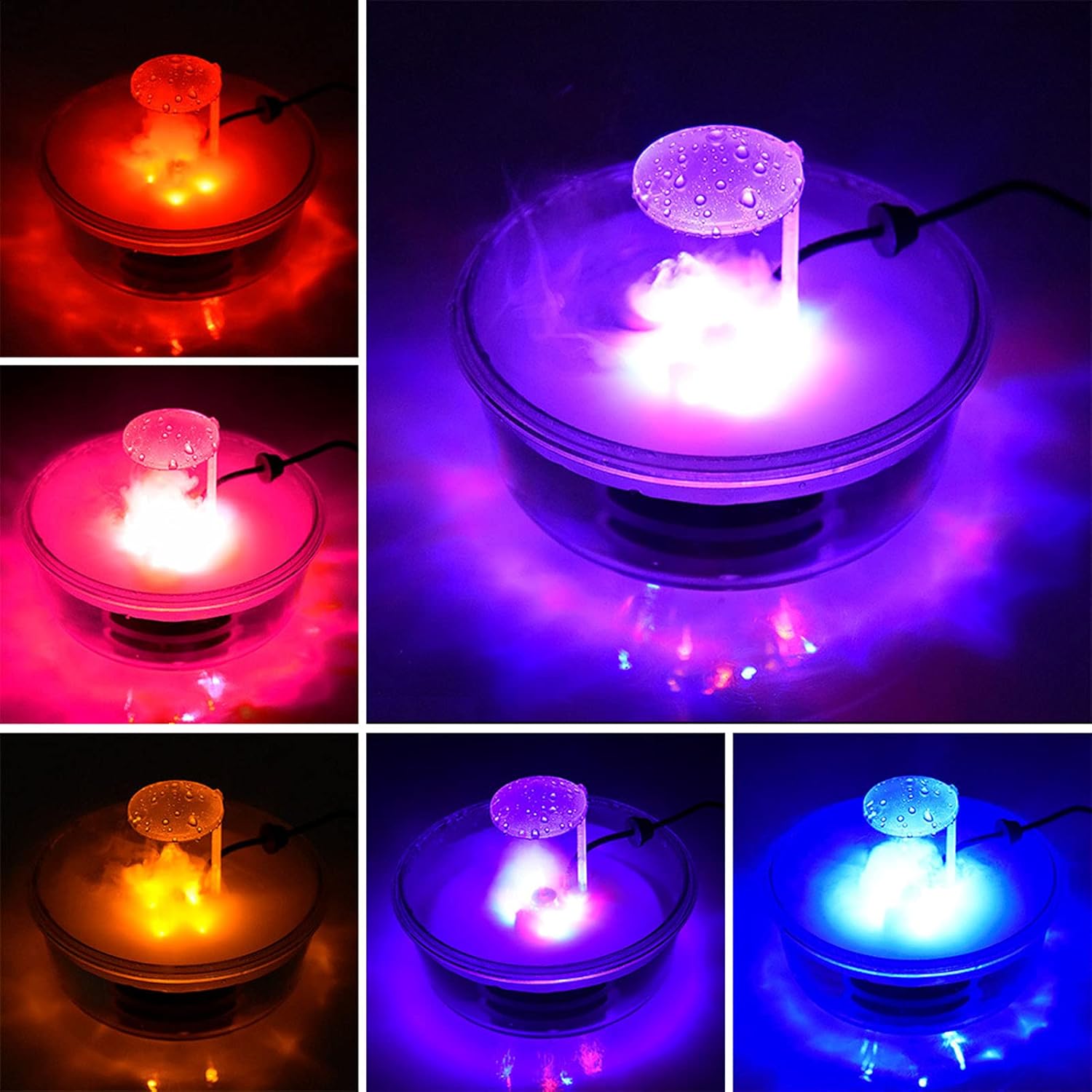 FAKEME Mist Maker 12 LED Witch Pot Mister Fogger Indoor Water Fountain Home Air Humidifier Fog Machine for Halloween Holidays Office Vase Birdbath Decoration - Plastic Mist Maker : Home & Kitchen