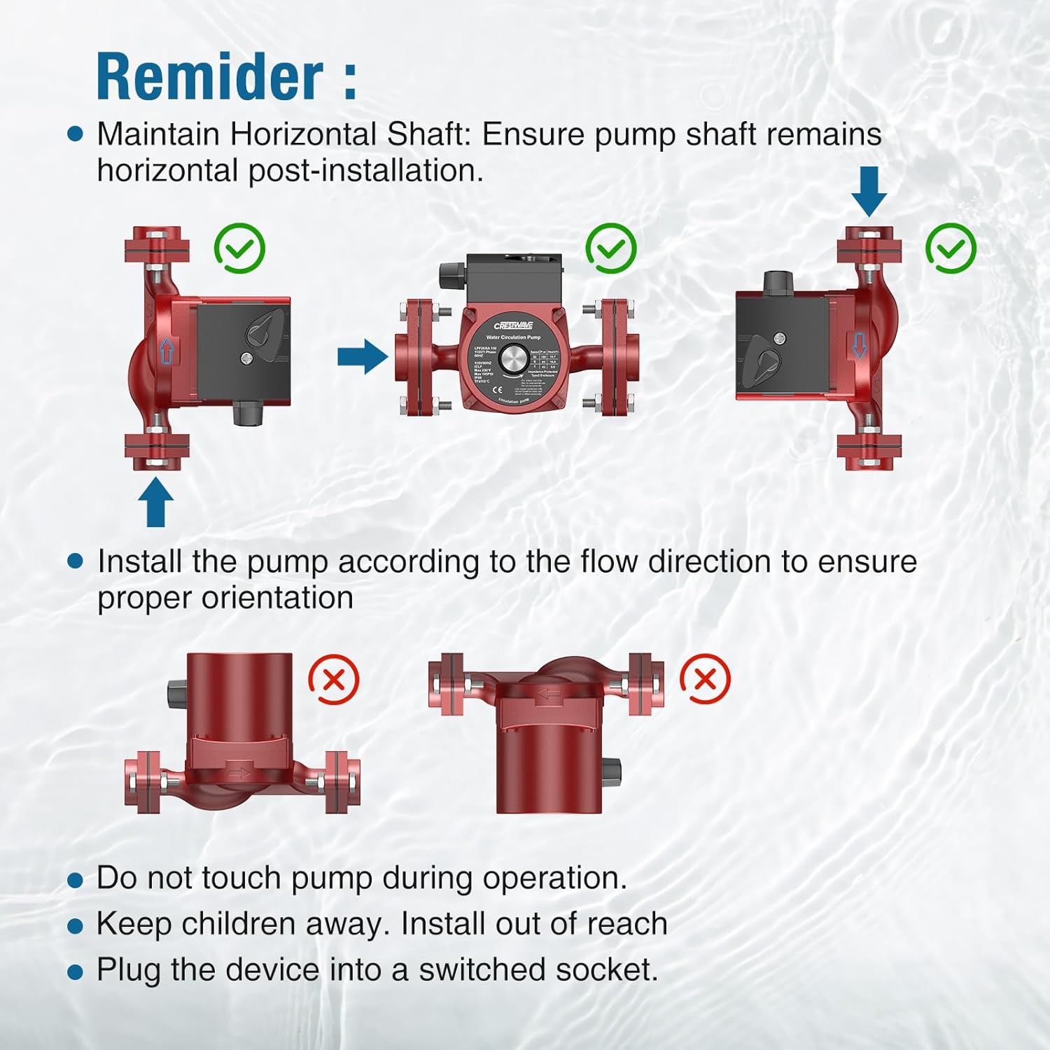 CRESTWAVE Hot Water Recirculating Pump 110V, 130W 13GPM Circulation Pump, 3-Speed Recirculating Pump for Water Heater–Instant Hot Water | 230°F for Solar, Boiler | Easy DIY w/ 1" FNPT Flanges & Kit