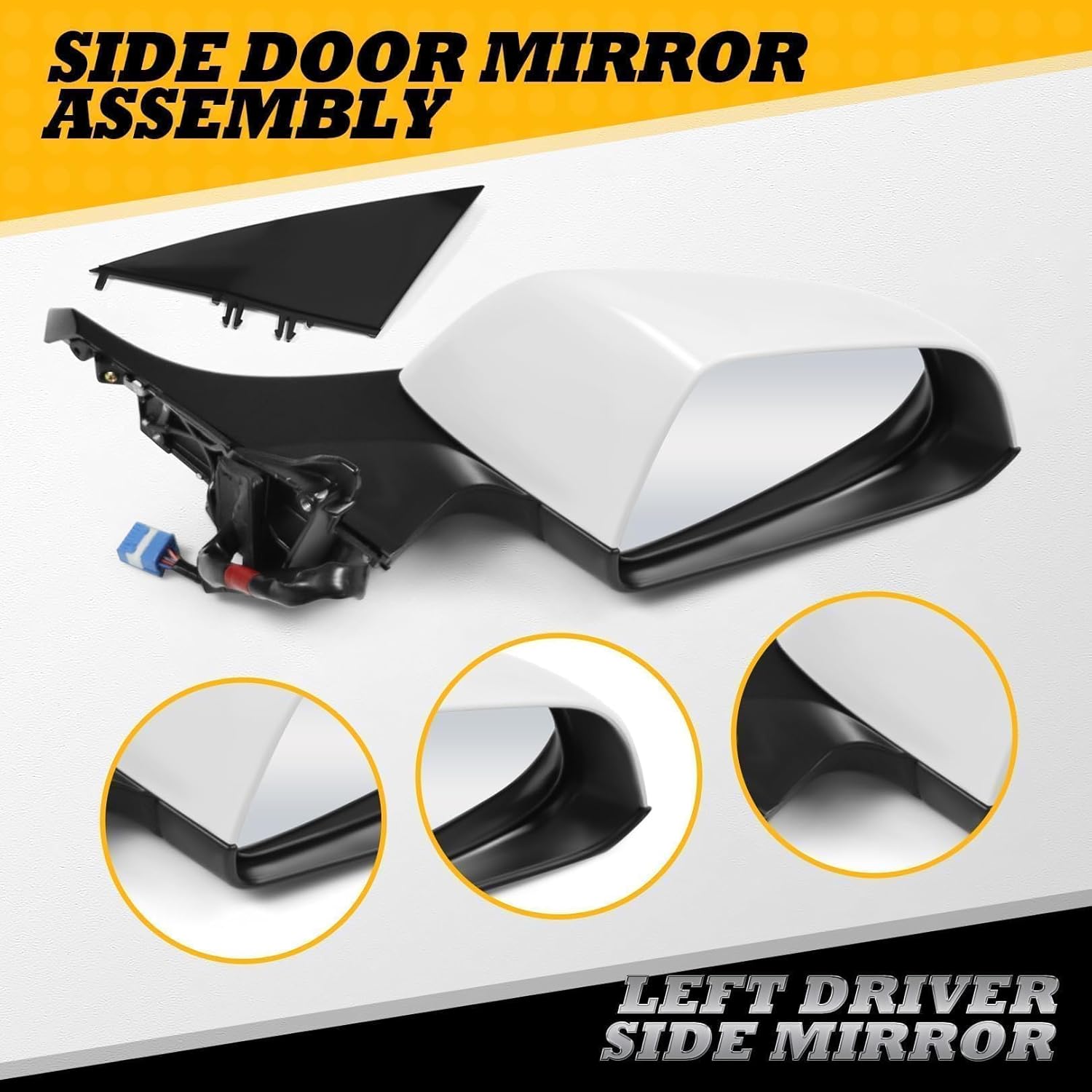 right passenger side mirror assembly compatible with model 3 2017-2023 rear view mirror with heated & power adjustment & memory and automatic folding 159203200e 51167177128 (13pins white)