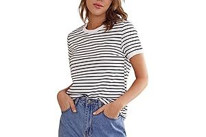 Floerns Women's Classic Black and White Striped T-Shirt