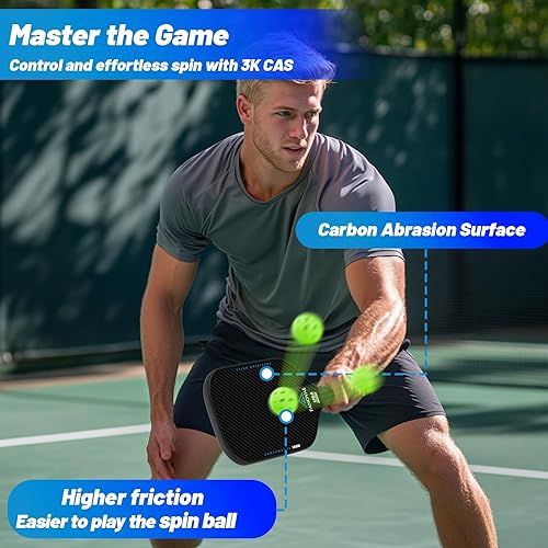 Vista 5 de Palas de pickleball aprobadas por USAPA de fibra de carbonofibra de vidrio, juego de 21 con bolsacubierta, juego de paletas de pickleball