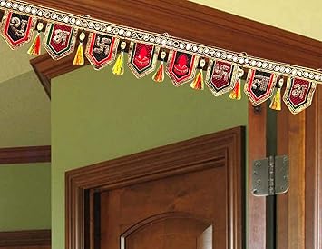 Ascension Ganesh ji Kalash Traditional Art Handmade Door Bandarwal toran for Home Decor Hangings for Decoration (Multicolour) Set of 1