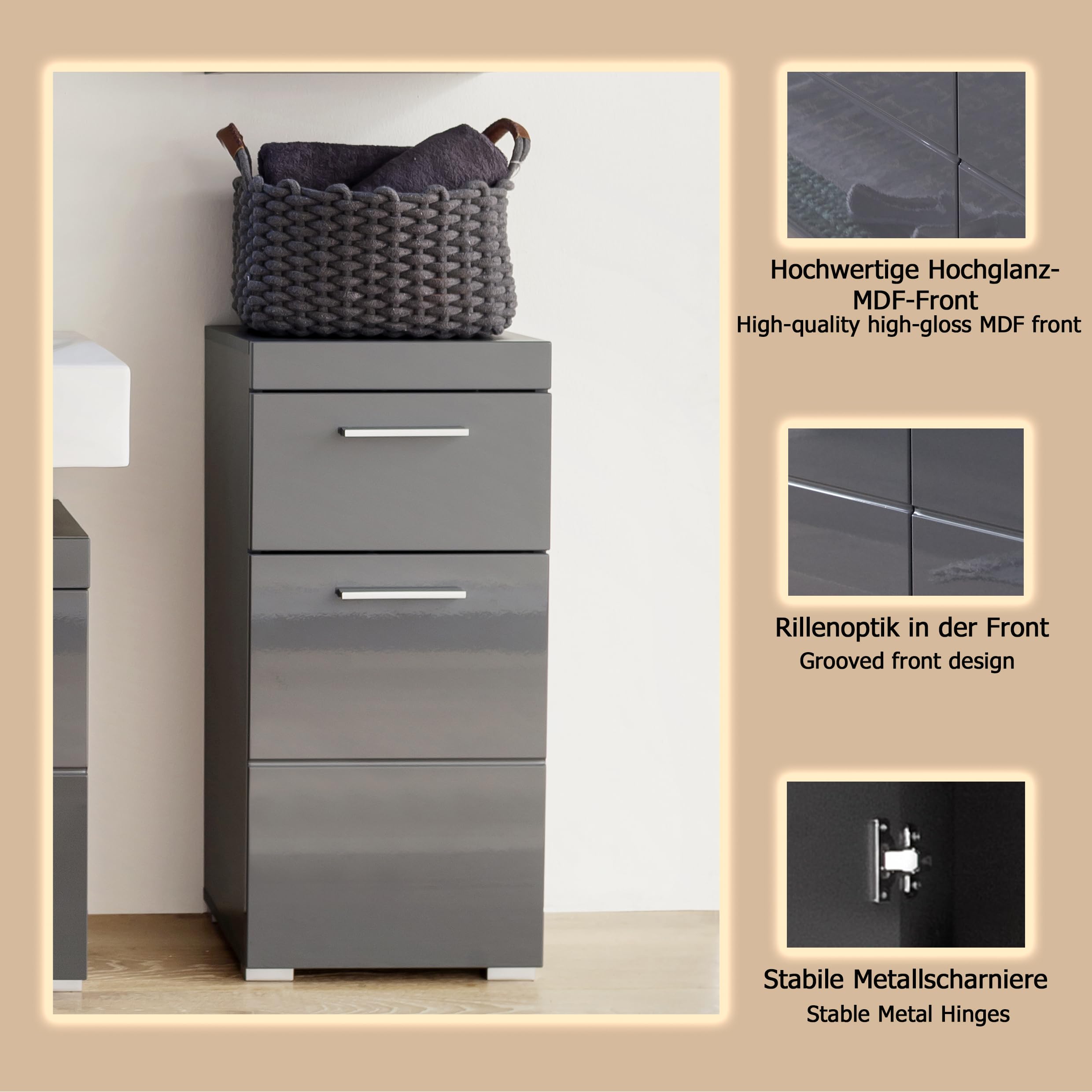 trendteam smart living Arredamenti, Hochglanz Agave Grau, Taglia unica