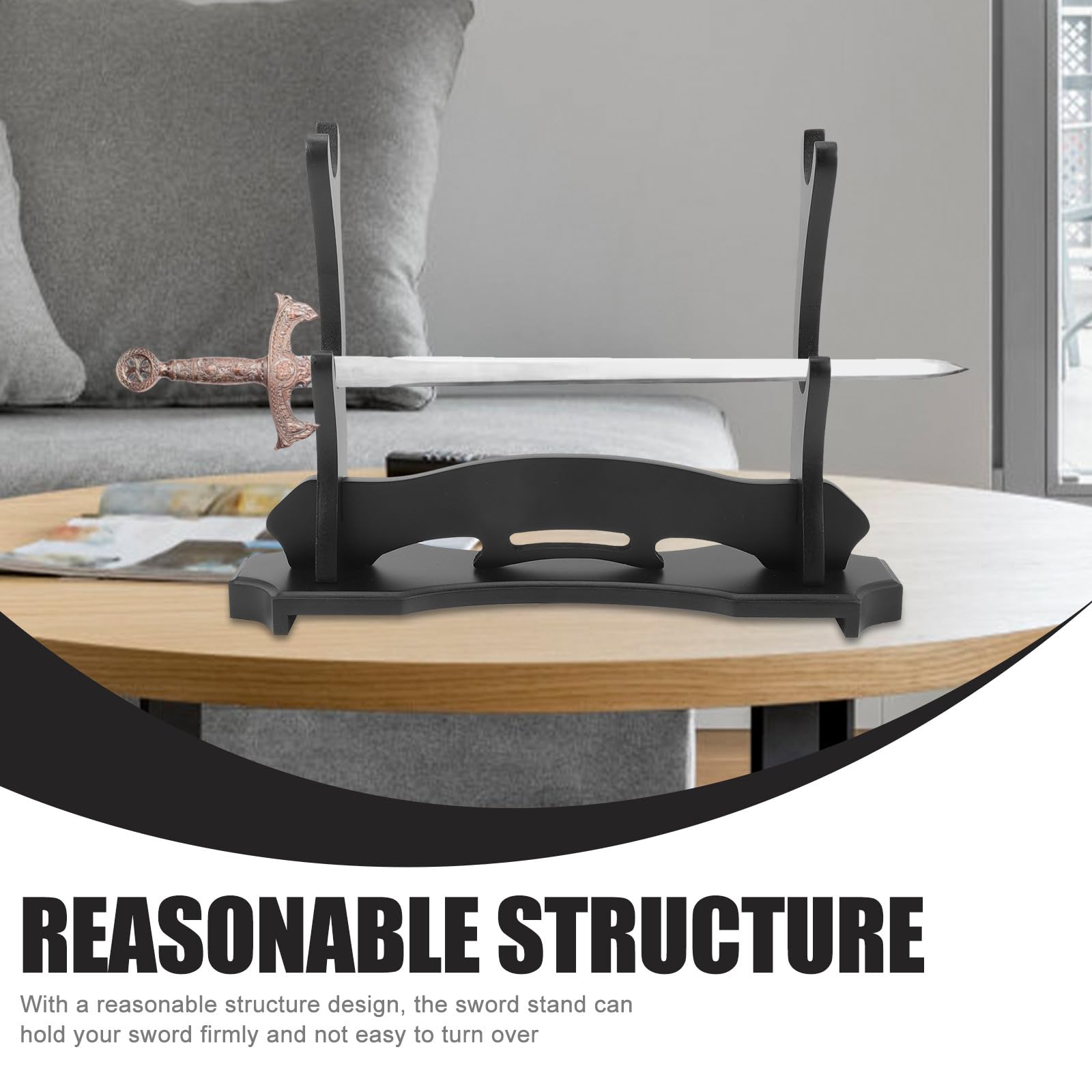 Alipis Soporte Diseño Simple y Elegante Negro de Madera para Exhibición de Espada y Flauta Resistente y Práctico para Uso en Interiores
