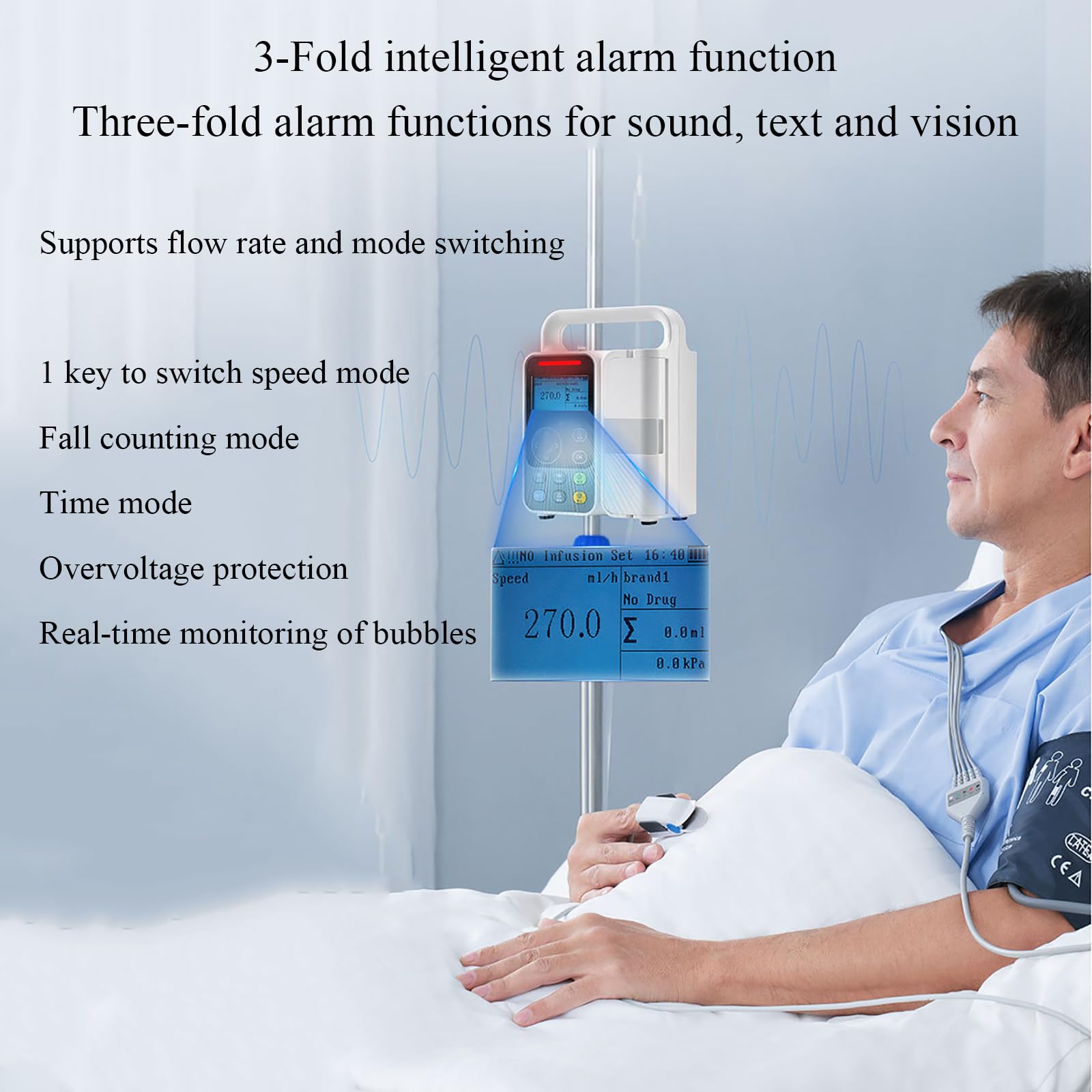 Pompa Di Infusione Automatica, Pompa Per Infusione Ad Alta Precisione Con Display LCD Da 3 Pollici, Infusione IV Ad Alta Precisione E Regolabile Con Allarme, Calibrazione, Per Ospedale, Clinica