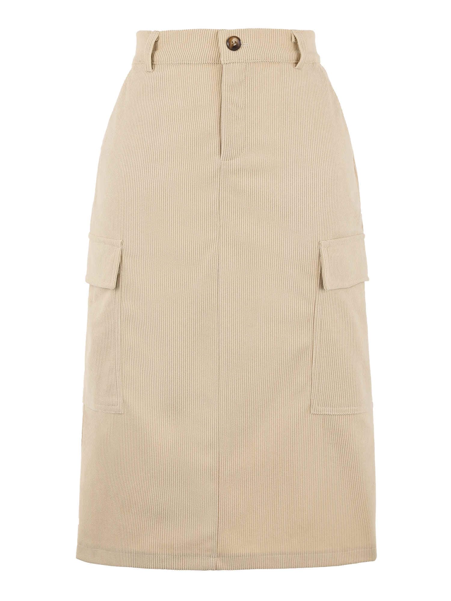 Allegra K Corduroy Cargo Skirts for Womens High Waisted Elastic Back H Line 2025 Fall Midi Skirt