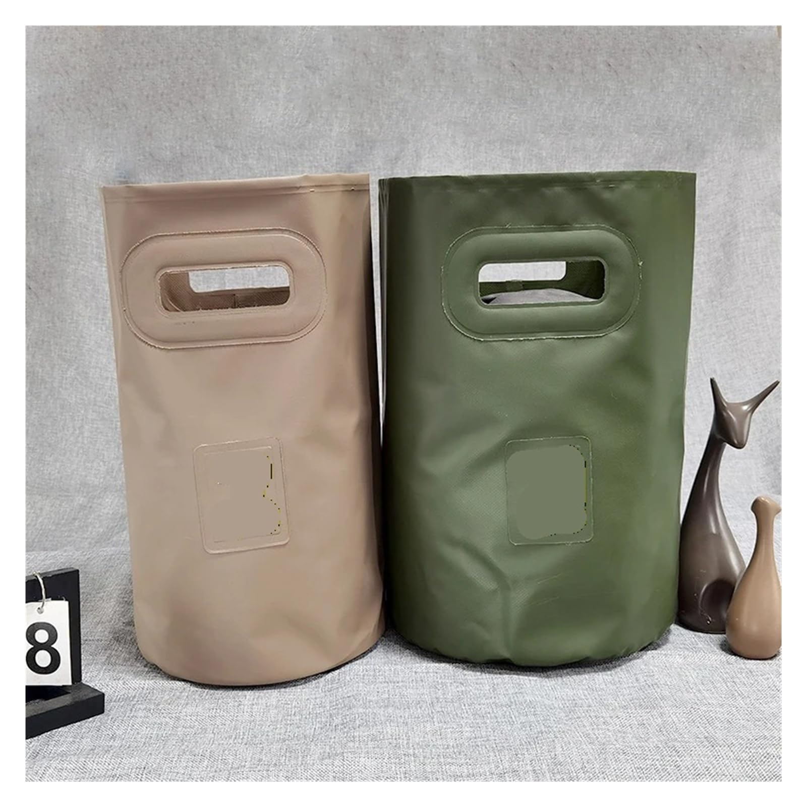 Secchio d'acqua pieghevole da esterno portatile per campeggio, picnic, pesca, viaggi, comodo da riporre e facile da trasportare, cachi S