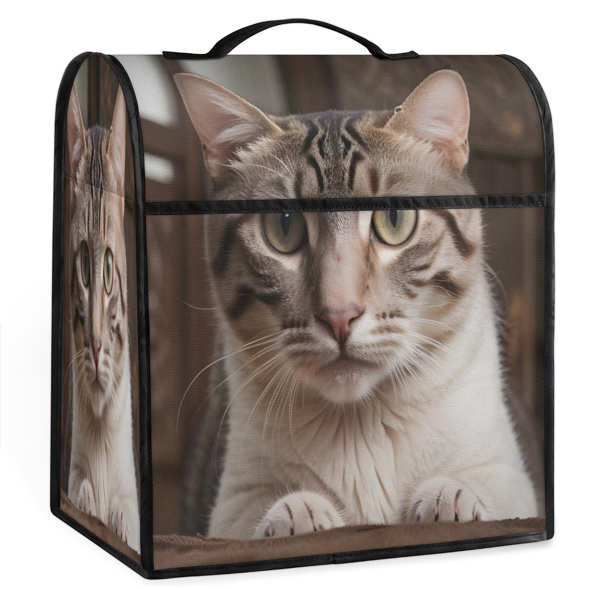 Coffee Maker Cover Cute Cat Kitchen Appliance Covers Small Appliance Covers Blender Cover Juicer Cover Dust Covers for Kitchen Appliances with Top Handle and Pockets,Washable,B411