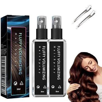 Natural Plant Protein Hair Thickening Spray, Instntaeous Fluffy Volumizing Hair Spray, Magic Volume Hairspray, Long Lasting Bright Non Greasy Non Sticky for All Hairstyles 2PCS,30ML