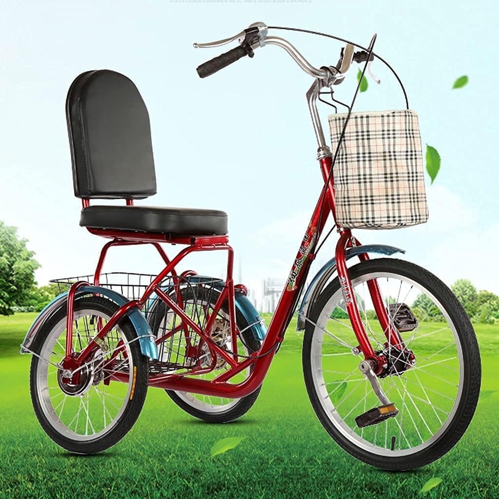 Comfort Three-Wheeled Bicycles for Seniors Mini Adult Tricycle Trike Three Wheels Bicycle with Front Rear Large Basket Seniors Men Women Picnics Shopping 3 Wheel Bike Trike