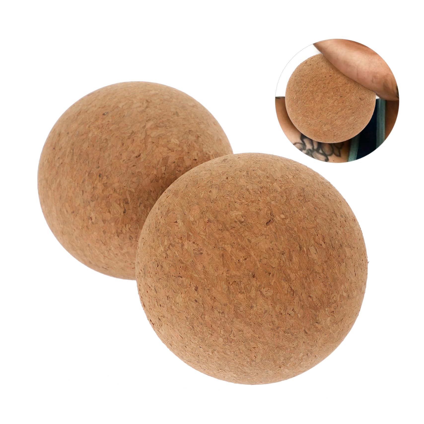 2 Balones Ligeras para Yoga y Fitness de Masaje de Corcho Alivian la Tensión, Ideales para Piernas y Pies Después del Entrenamiento en Casa