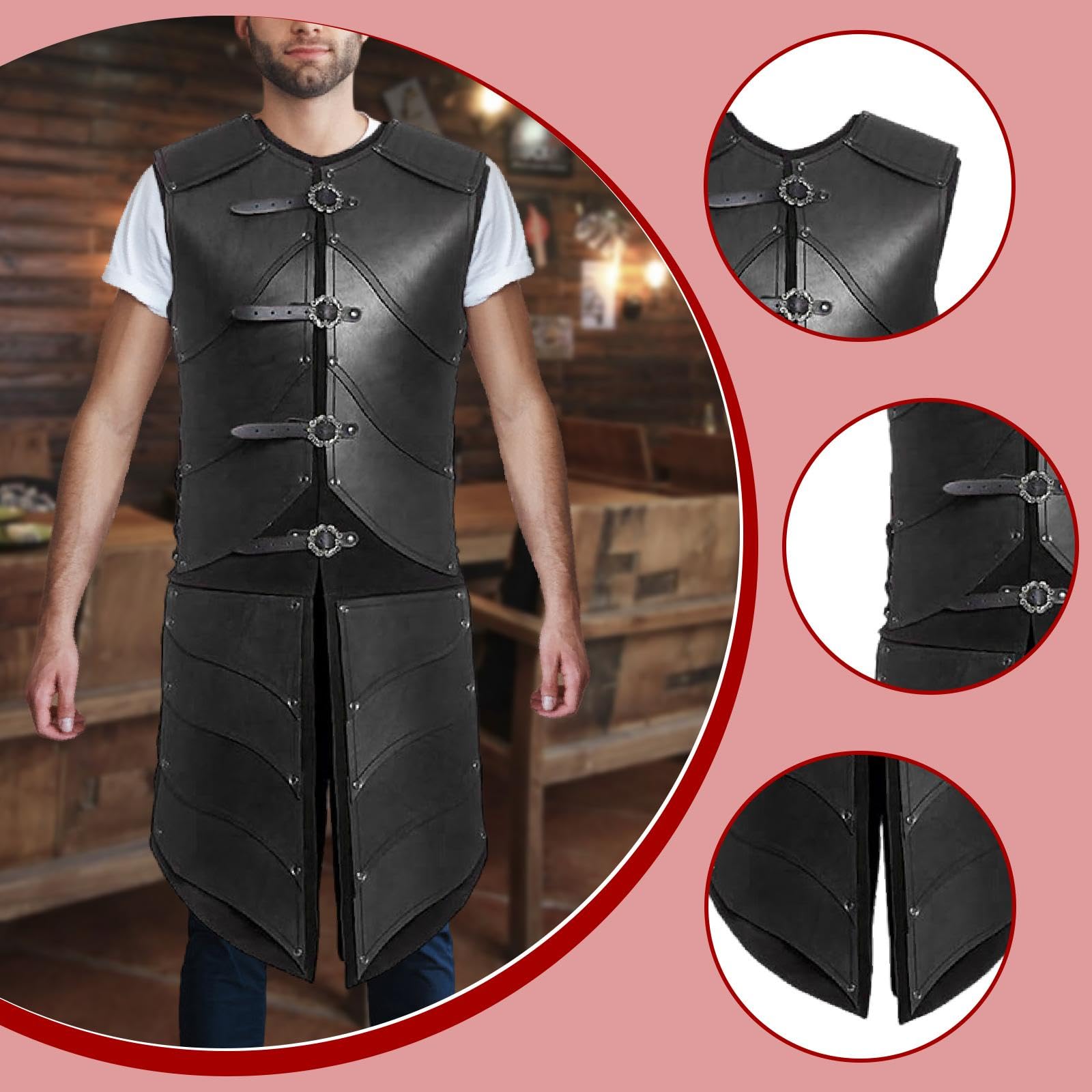 Armatura Medievale Gotica, Accessorio per Travestirsi, Nero
