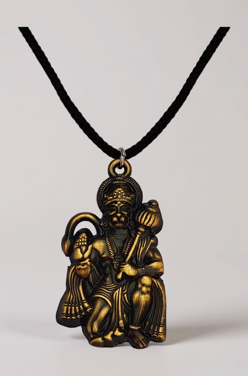 M Men Style Hindu Lord Bajrangbali Hanuman idol Monkey God of Devotion Locket With Silver Cotton Dori Pendant Necklace For Men And Women SPn2022792