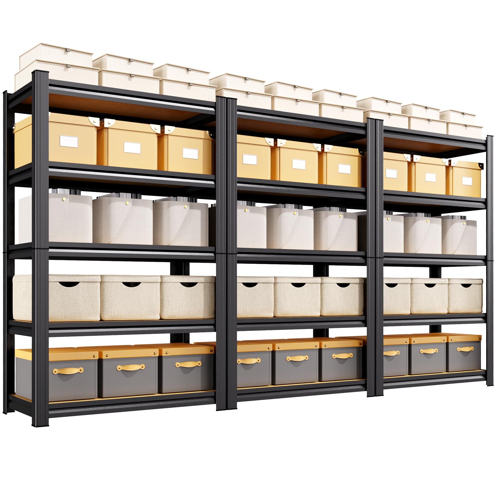 3-Pack 71" H-28 W-12 D Garage Shelving - 5 Tier Adjustable Shelf Units,Heavy Duty Metal Storage Shelves, Industrial Utility Shelving for Pantry, Basement, Warehouse &amp; Home Organization