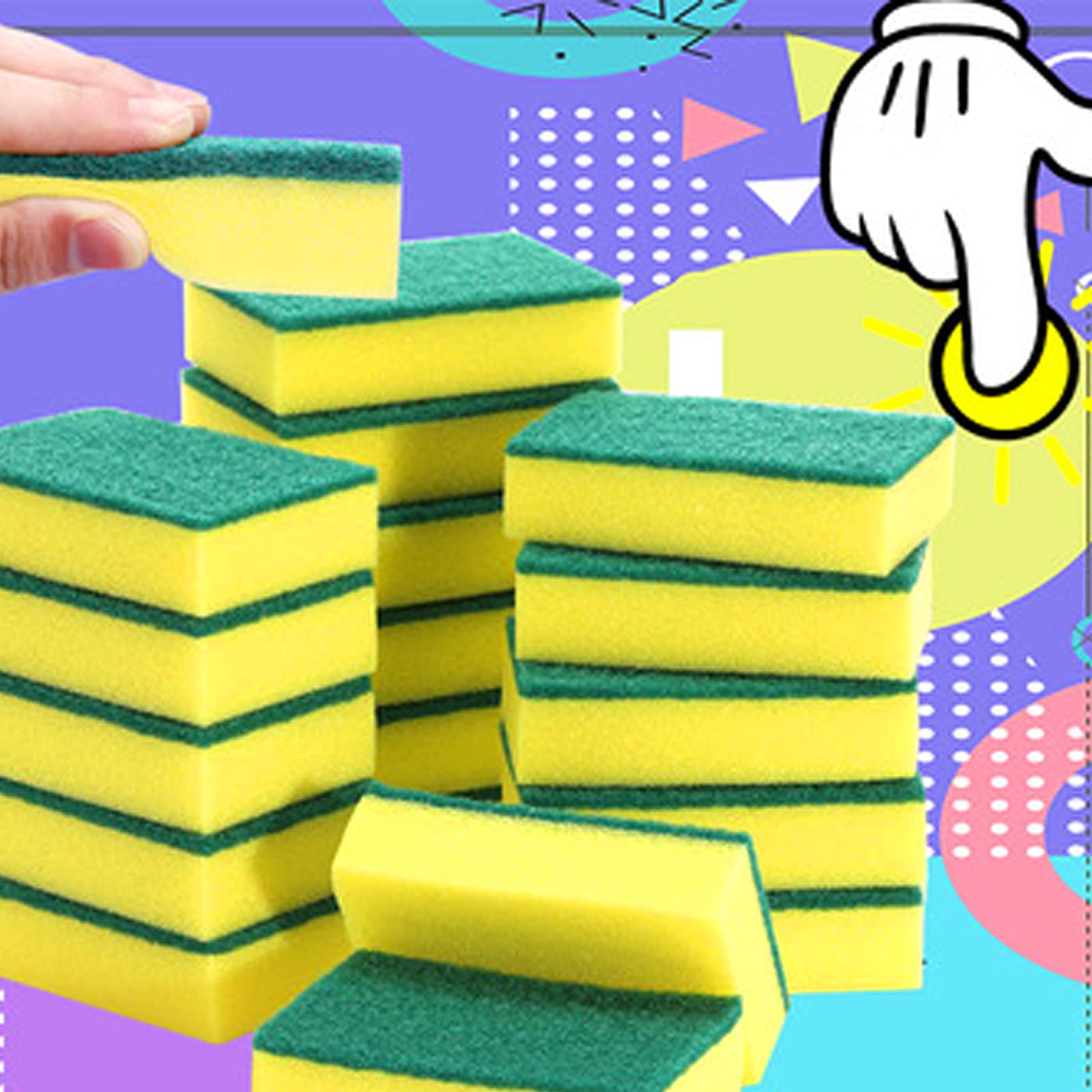 Esponja de Limpieza Pesada Cara para Cocina Estropajo Cocina Resistente Almohadillas para Fregar Esponja para Lavar Platos de Doble para Cocina para Esponjas de Limpieza Multiusos Cocinas y Baños