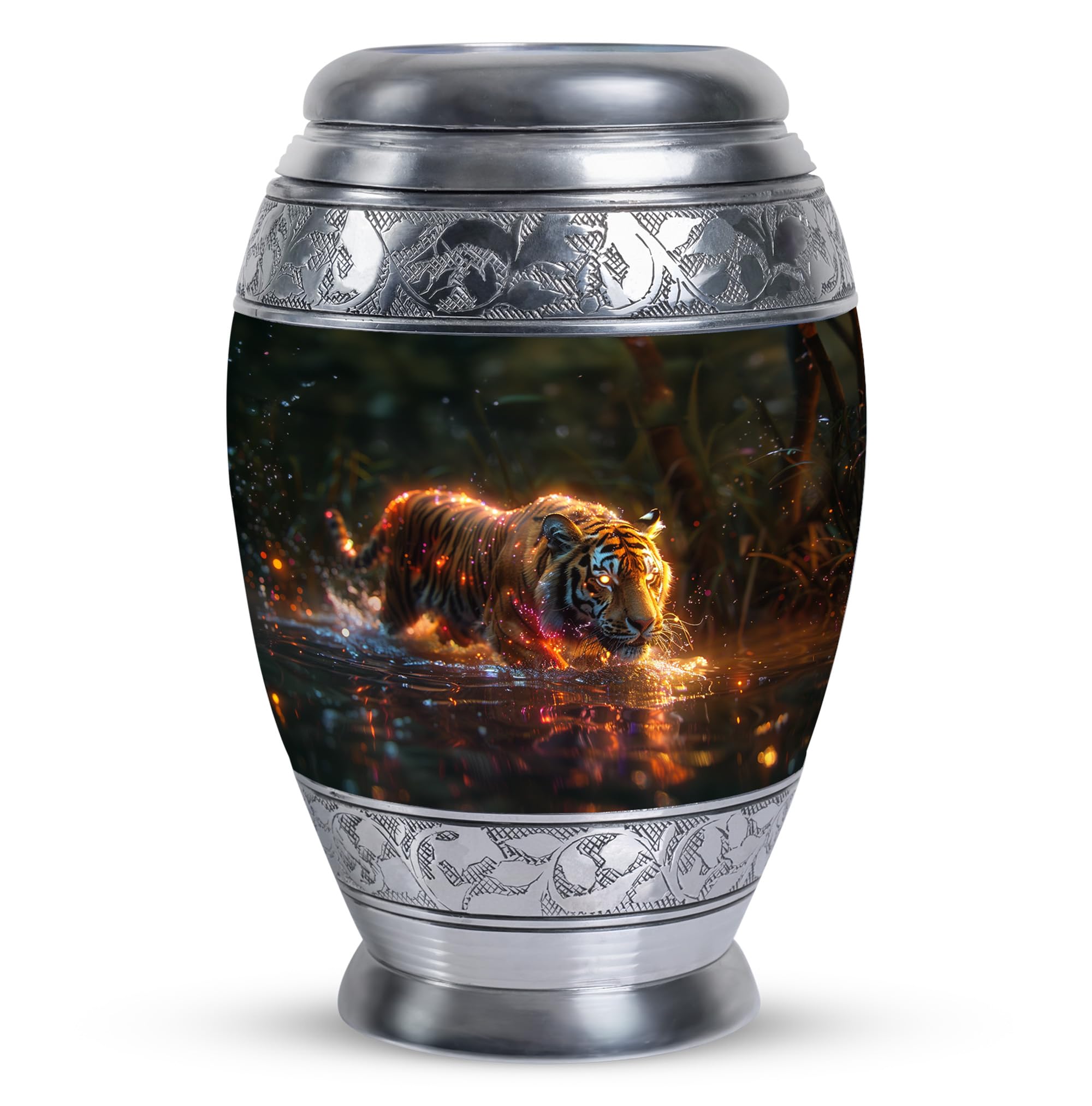 YATHABHISA Keepsake Urn, Memorial Small Urns for Human Ashes, Decorative Urn, Keepsake Urns for Ashes, Mini Funeral Urn 3''_Black, Orange | Tiger Urn | Small urn for pet Ashes โ image 1