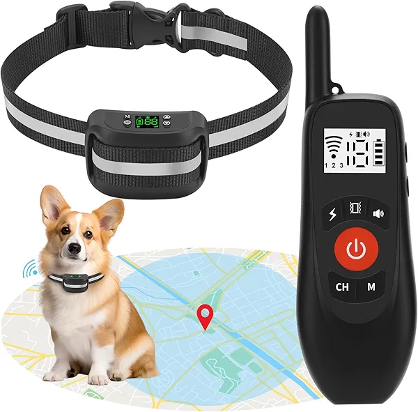 LOTYP 2-in-1 GPS Wireless Dog Fence & Remote Training Collar, Portable Pet Containment System, Electric Dog Fence, Beep/Vibration/Shock Correction Mode, 1 Collar Receiver