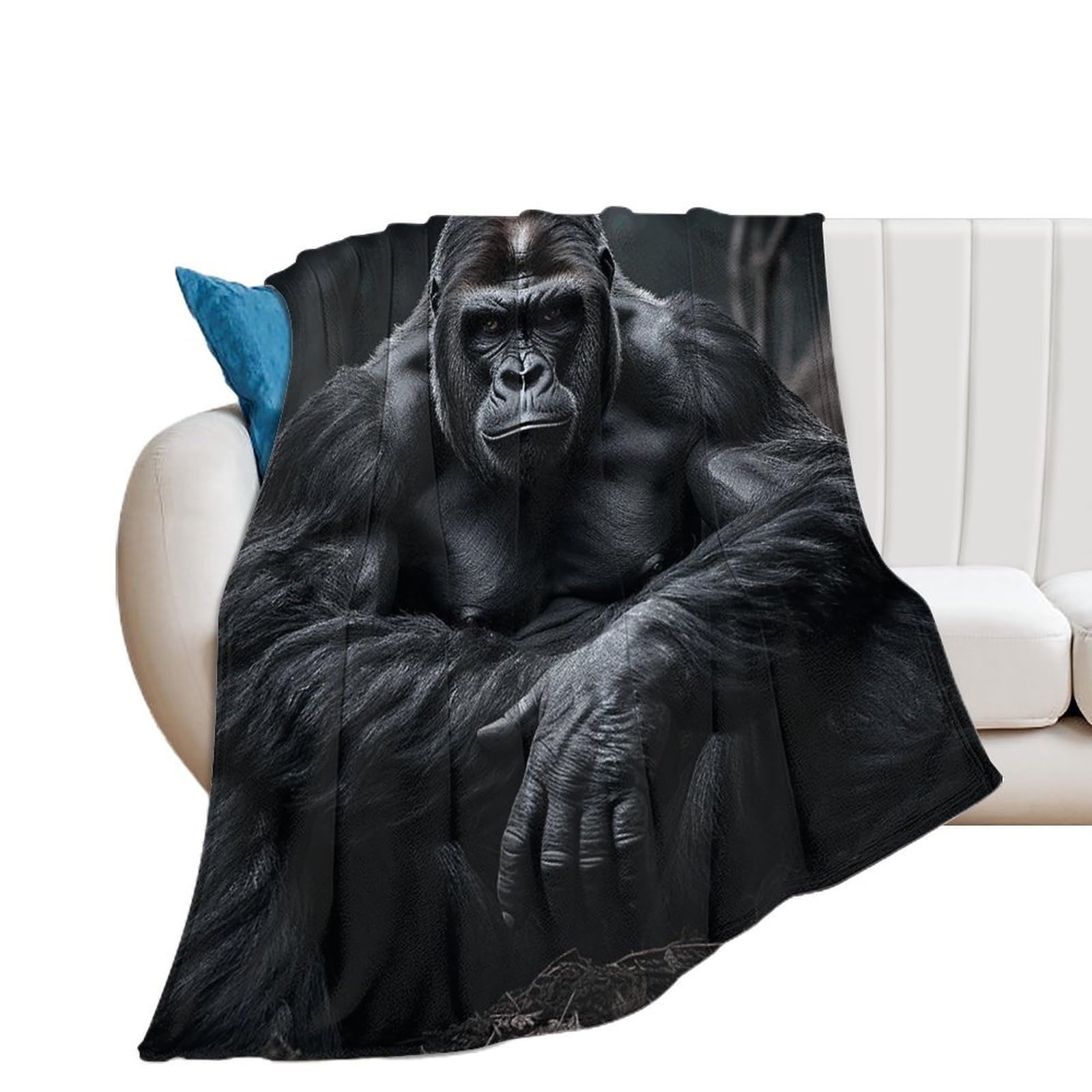 Throw Blankets Soft Cozy Flannel Blanket 60x80 Inches Gorilla on The Ground Bed Blanket Lightweight Blankets for Couch Home Decorative Plush Blanket for Sofa Travel Camping