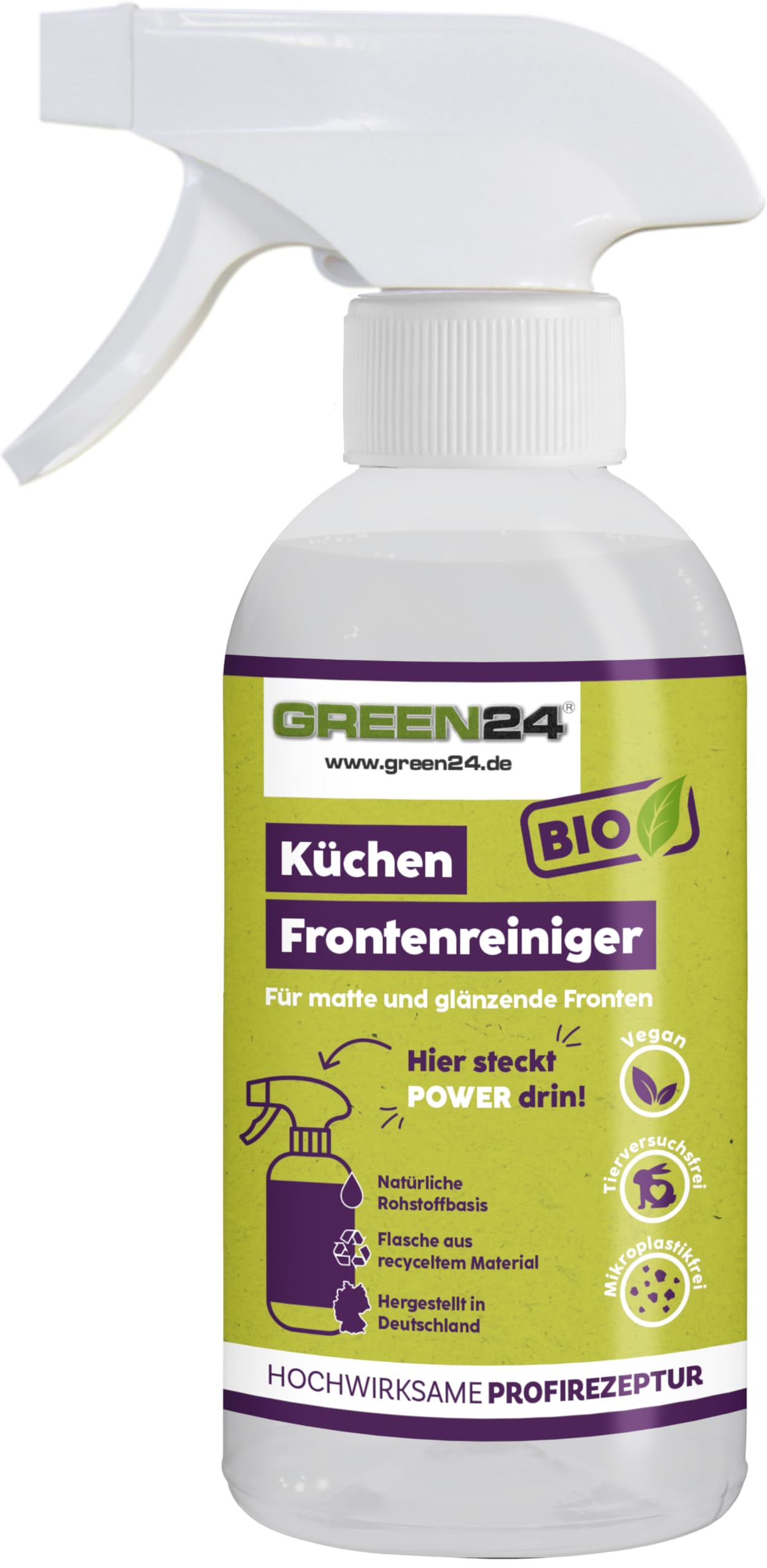 Bio Küchen-Frontenreiniger 500ml - Professioneller, materialschonender Reiniger für matte und glänzende Küchenfromten. Speziell für lackierte oder folierte Hochglanzfronten geeignet.
