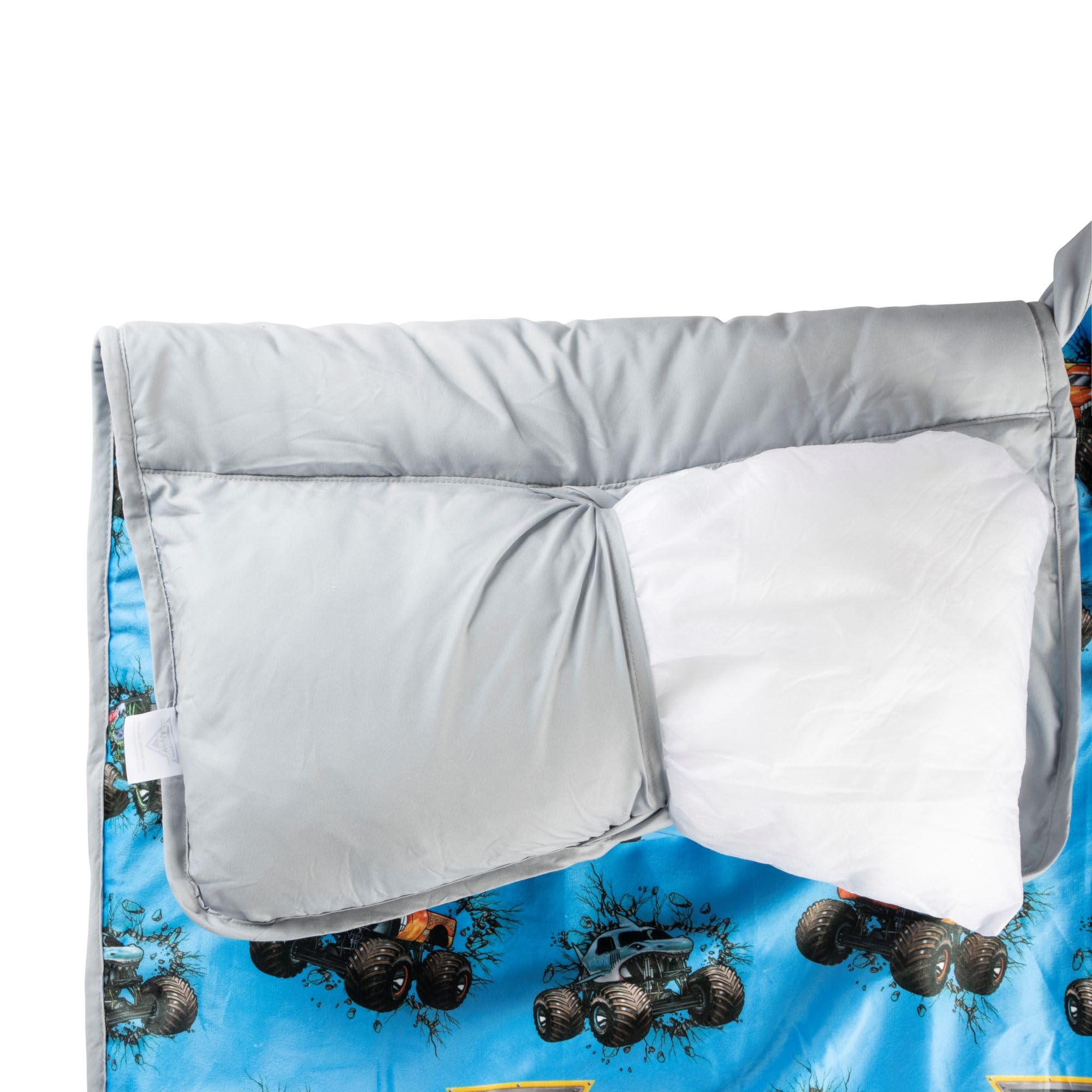 Kinder-Schlafmatte mit integriertem Kissen und Decke – weicher Mikrofaser-Schlafsack für Übernachtungen 51 x 117 cm
