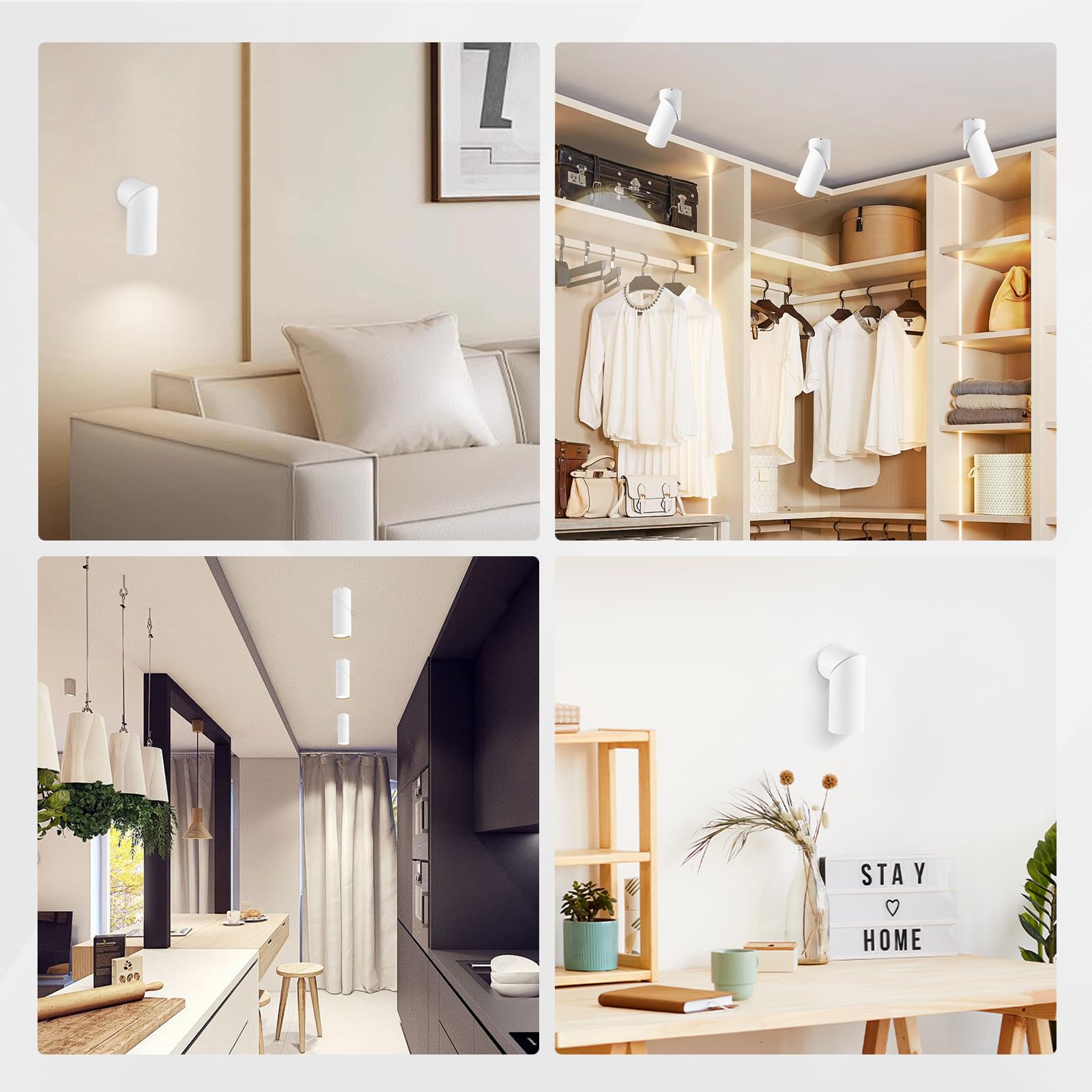 KYOTECH Spot Plafond Blanc Spot Plafonnier Orientable Moderne Luminaire Plafonnier Base GU10 Éclairage de Plafond Aluminium Rond LED Spot Mural pour Cuisine Salon Chambre
