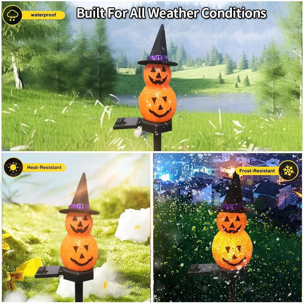 YZYOE LED Solar Powered Sticky Rice Snowman Ground Plug Light, Halloween Outdoor Atmosphere Decoration Light - Image 4