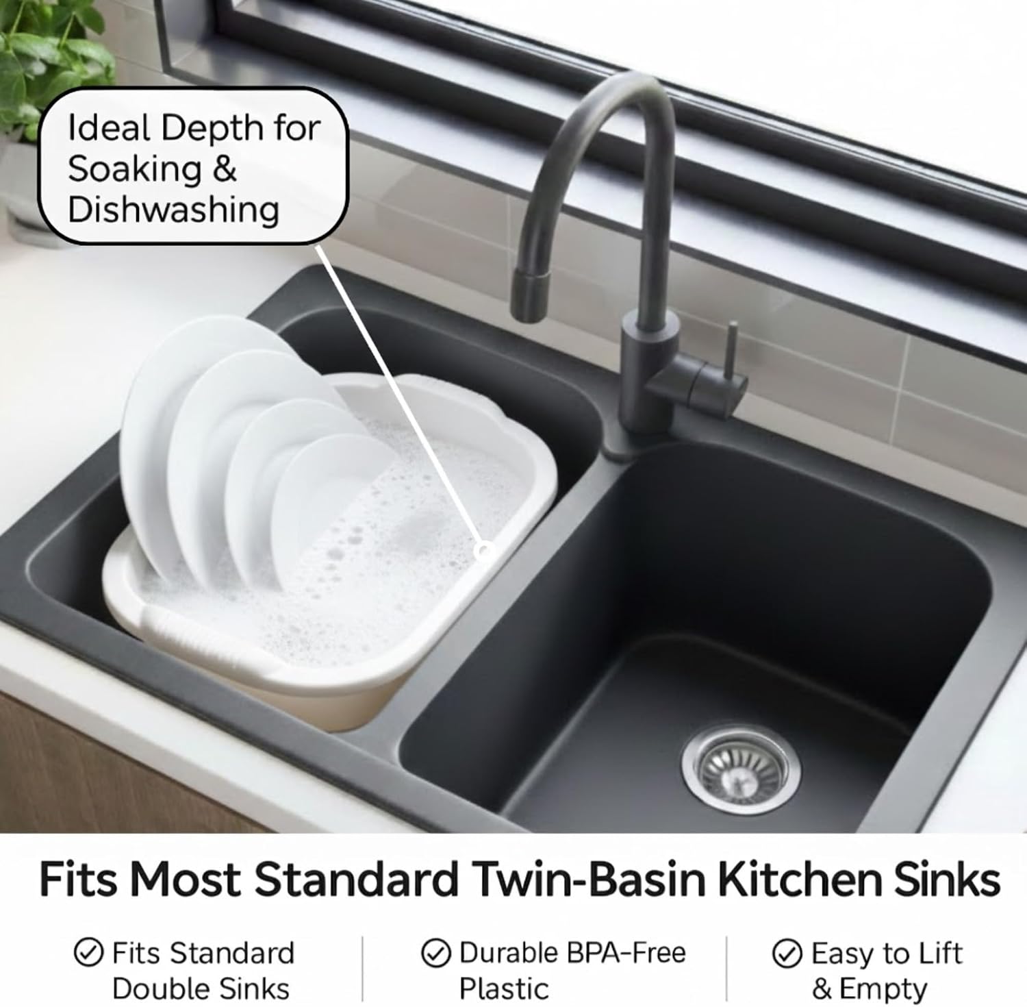 Plastic Wash Tub Dishpan Basin and Foot Bath for Soaking Feet - White | Laundry Hand Wash Bucket, Dish Pans for Washing and Storage Cleaning Supplies - 12 Quarts - Heavy Duty
