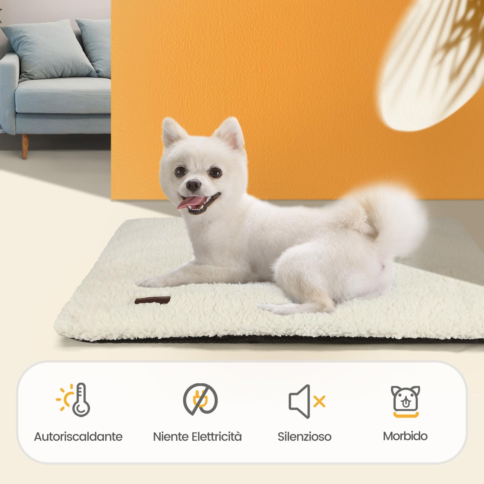 Mora Pets Tappetino riscaldante gatto Coperta autoriscaldante Cuscino per gatti e cani Tappeto riscaldante Senza elettricità e batterie Coperta termica Rimovibile e Lavabile 74 x 47 cm