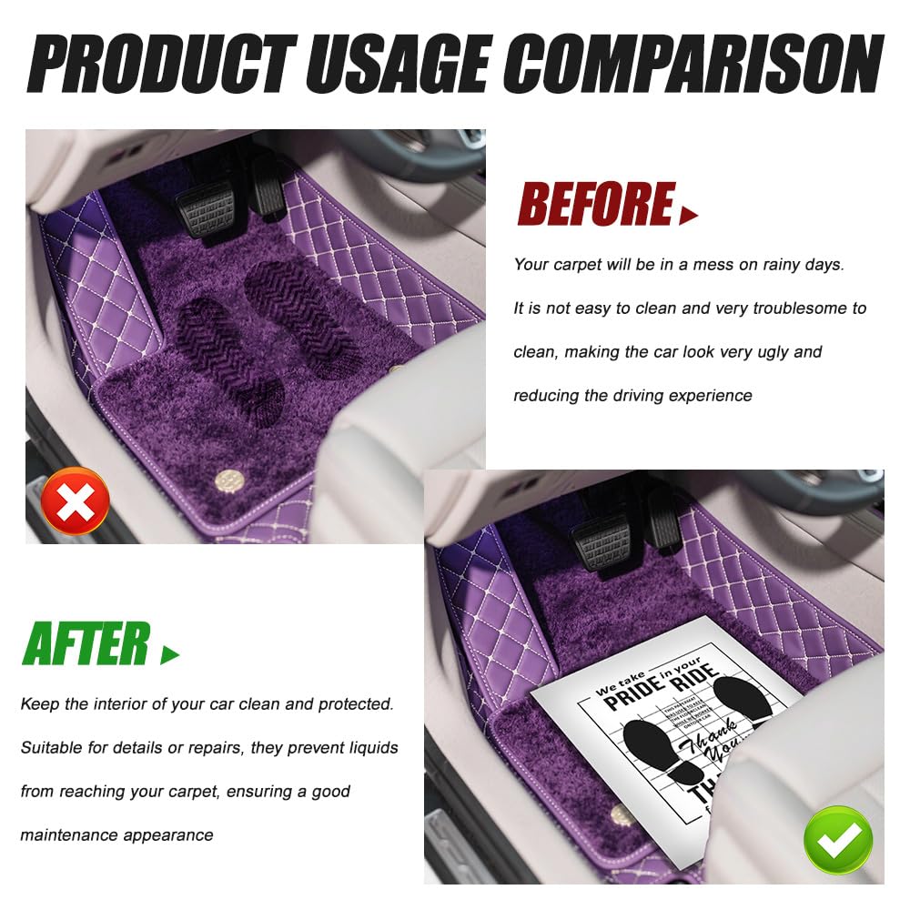 50PCS White Car Paper Floor Mats Floor Mats for Cars Disposable Temporary Automotive Foot Pad Auto Accessories Waterproof — view 4