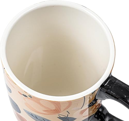 Miniatura 4 de Topadorn Taza de cerámica para café, taza de té de porcelana con tapa en caja de regalo, 17 onzas, hojas y flores.