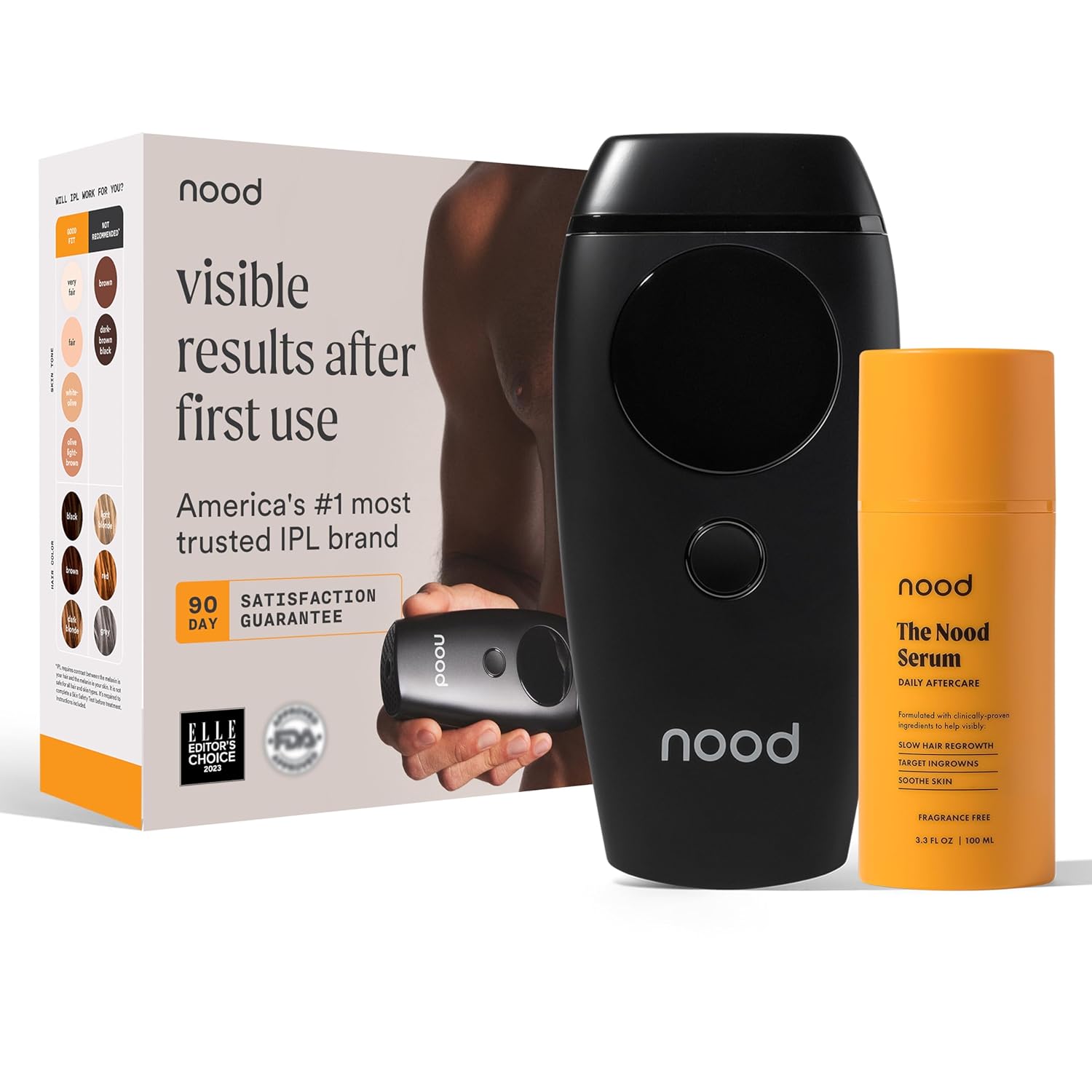 New Nood™ Flasher 2.0 + Serum — IPL Laser Hair Removal Device for Women & Men with After Shave to Treat & Prevent Ingrown Hairs, Bumps Slowing Hair Regrowth — Pain-Free IPL Hair Removal — Matte Black New Nood™ Flasher 2.0 + Serum — IPL Laser Hair Removal Device for Women & Men with After Shave to Treat & Prevent Ingrown Hairs, Bumps Slowing Hair Regrowth — Pain-Free IPL Hair Removal — Matte Black