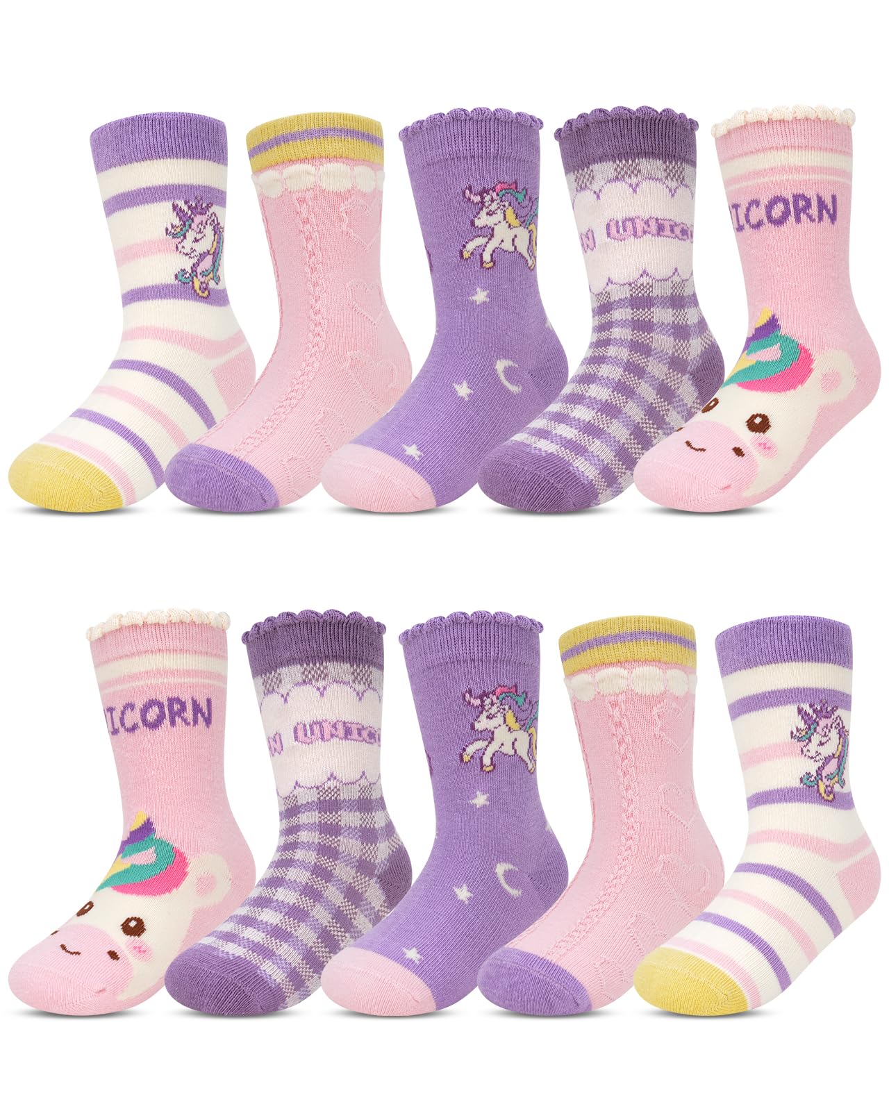 Kyopp 10 Paar Socken Kinder Baumwolle Kindersocken Mädchen Jungen Crew Sock | Leicht Crew Socks,Lustig Animals Kindersocken,Socken mit motiv