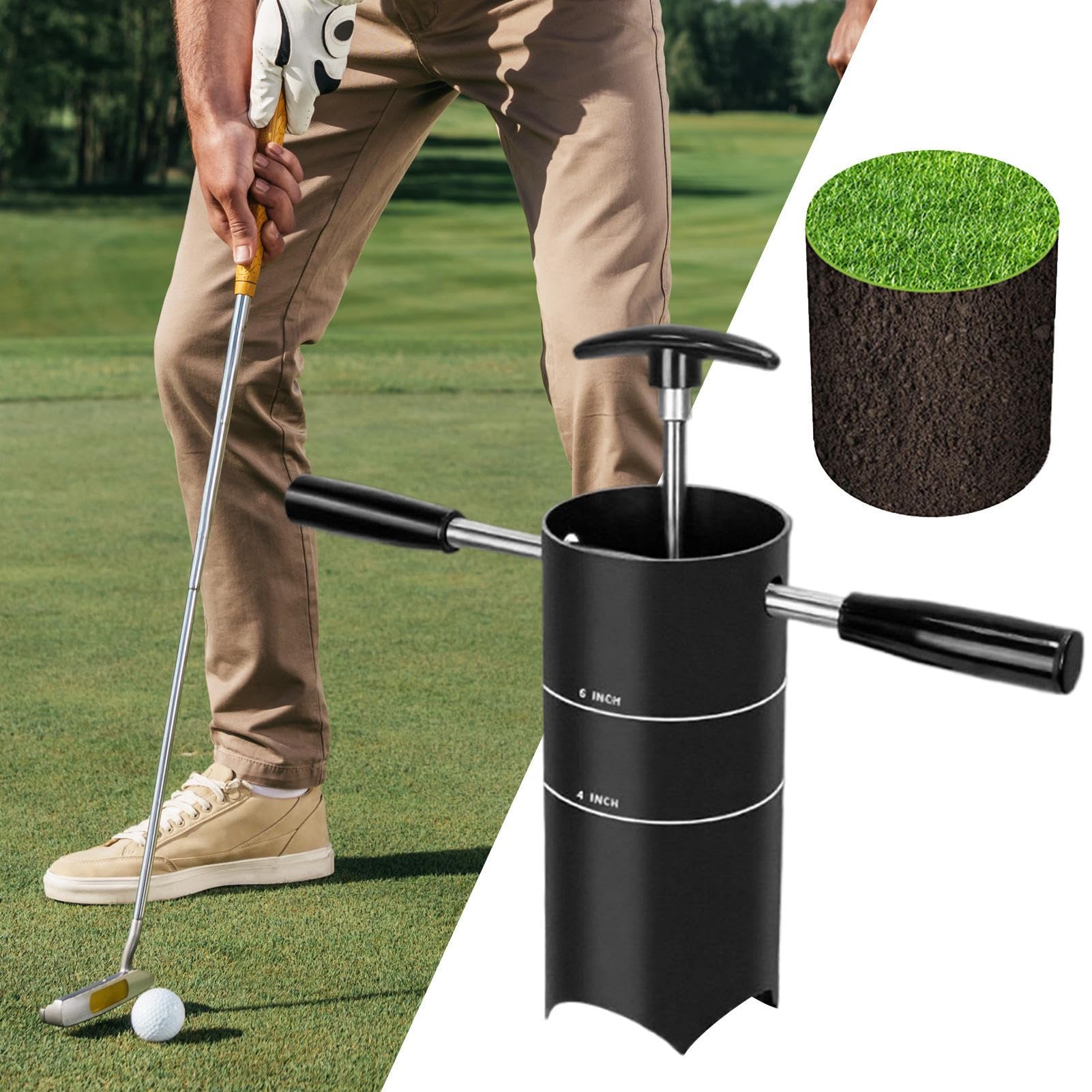 Copa de hoyo de golf portátil Estándar Portátil | Cavador De Hoyos Estándar Con Mango Desmontable Para Juego De Bolas Al Aire Libre En Patio, Césped Y