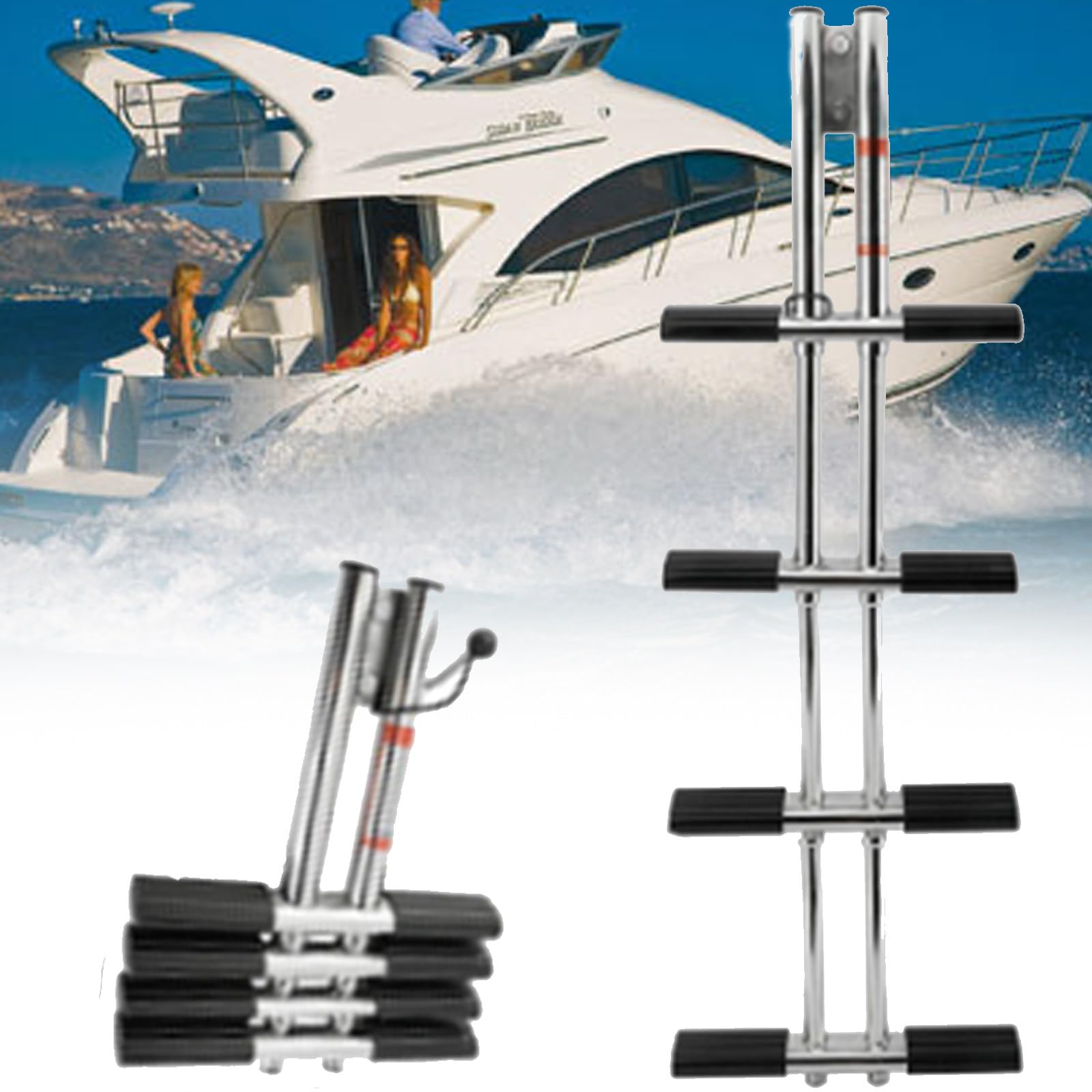 Échelle de yacht télescopique en inox contre les remontées difficiles