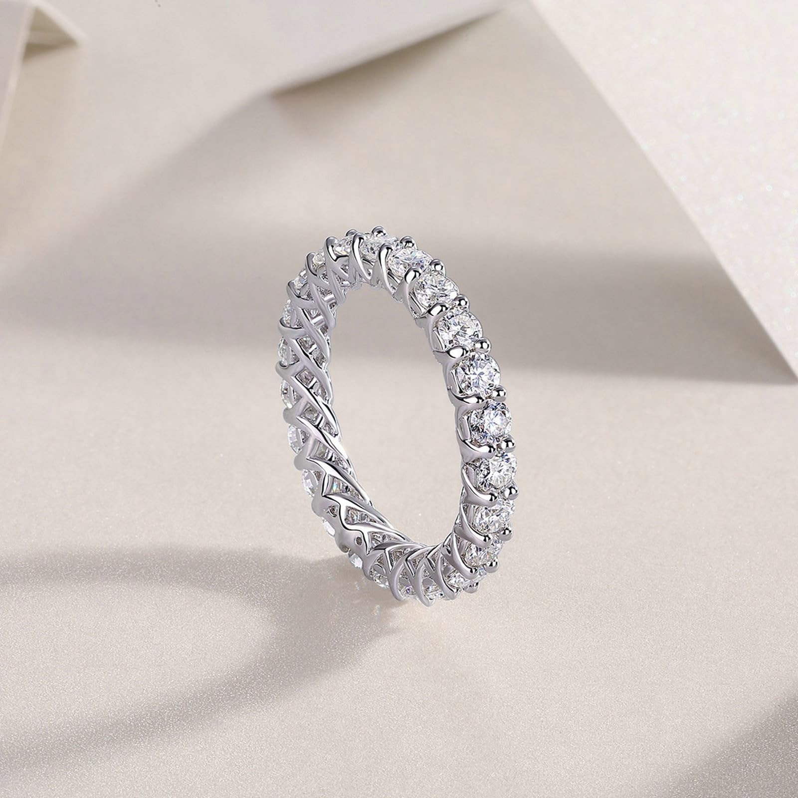 KnSam Anillo de boda de platino PT950, anillo de boda eterno con diamante creado en laboratorio, talla 53 (16,9)