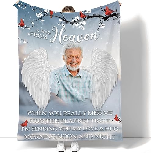 D-Story Ship Next Day - Manta conmemorativa personalizada con fotos por la pérdida de un ser querido, regalos de memoria amorosa, manta de