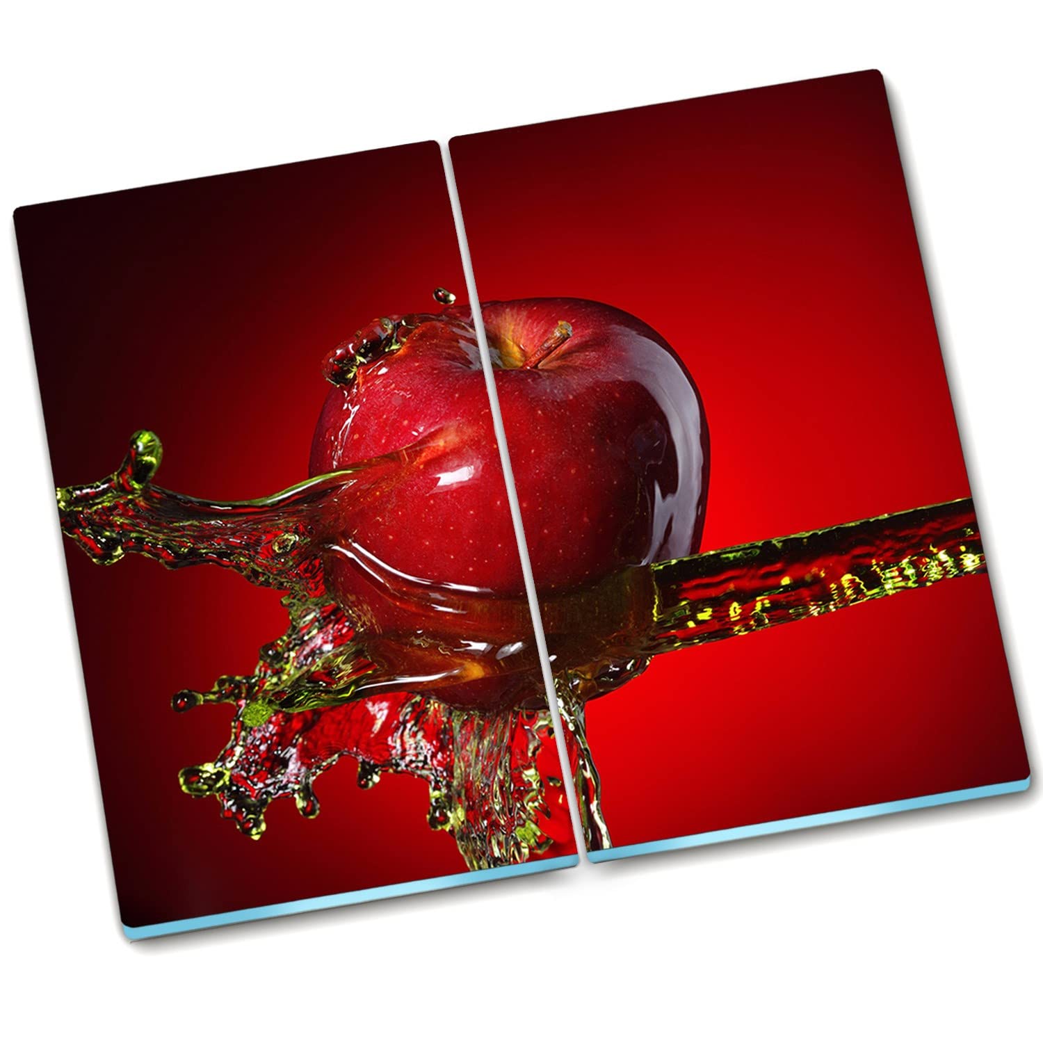 Planche à découper en verre et protège-plaques Décormat Apple rouge