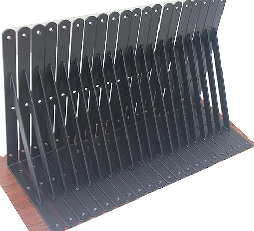 Vista 96 de Paquete de 4 soportes de estante resistentes de 8 pulgadas de largo x 6 pulgadas de alto con tornillos, soportes de estante de metal, soportes