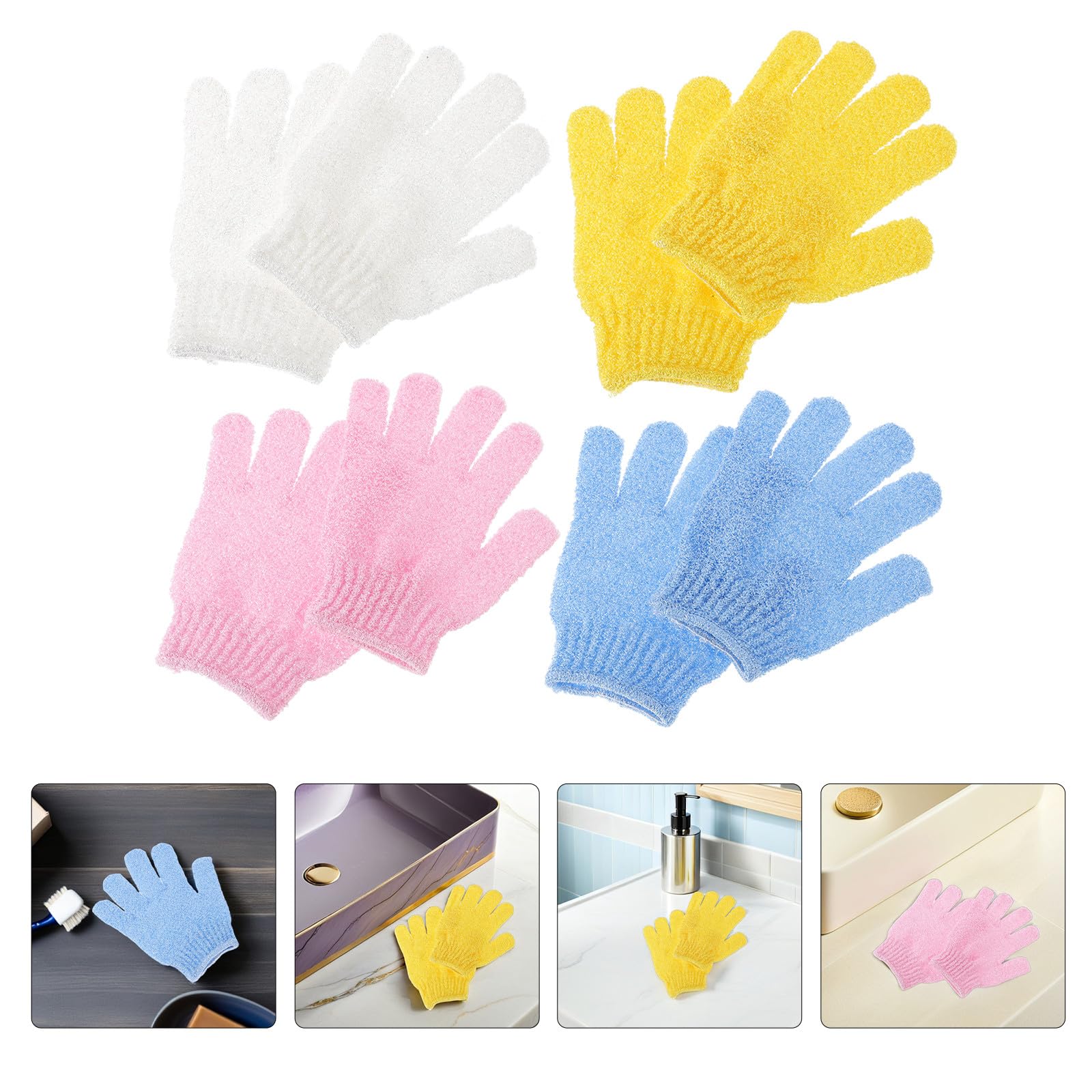 Angoily 16paia Guanti Esfolianti per Doccia da Guanti da Bagno per Scrub Corpo Guanto Esfoliante Bifacciale per Morta Accessori per Donna e Uomo