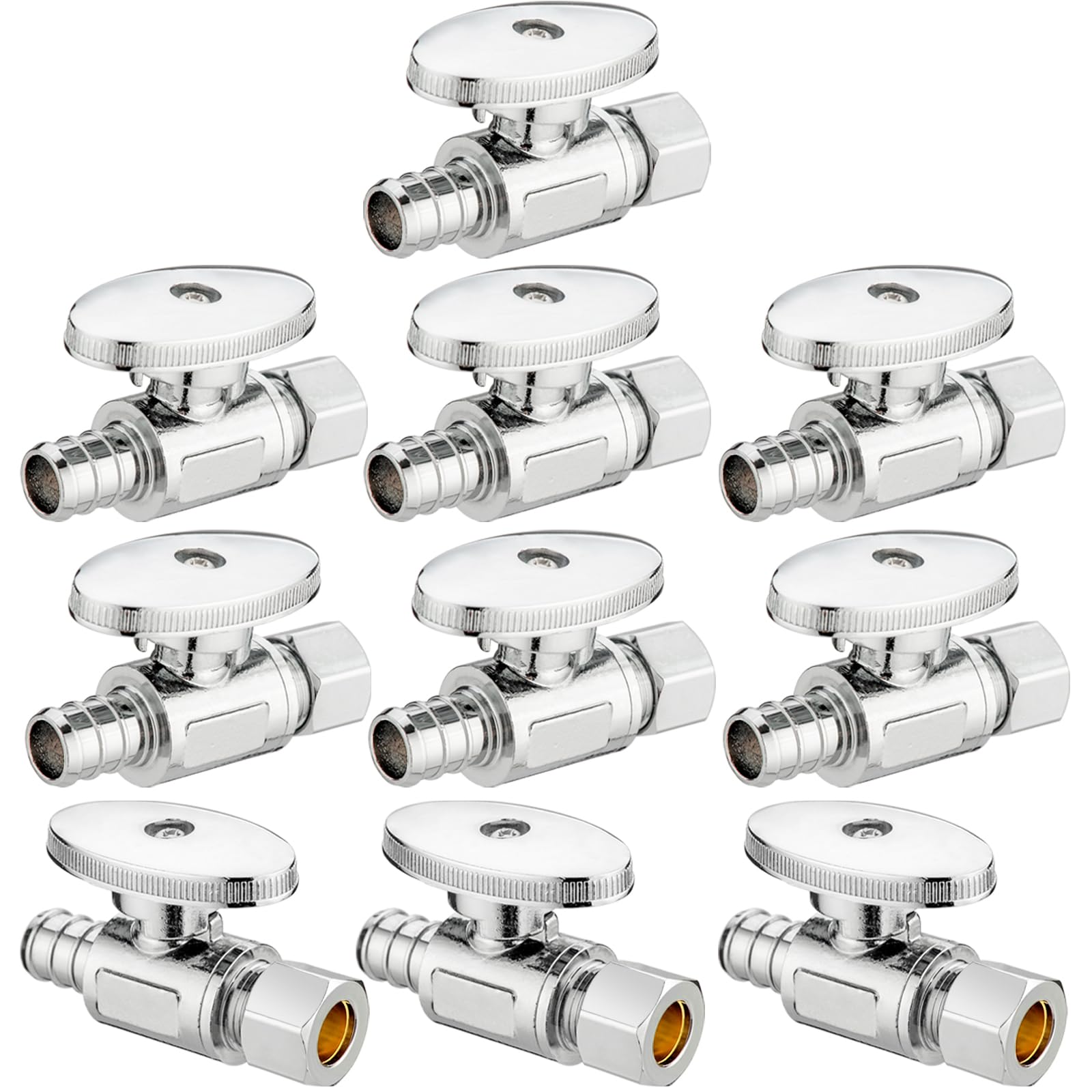 LI-JF1-1807-S - Válvula de parada de ángulo recta de 1/2 pulgada x 3/8 pulgadas (10 unidades)