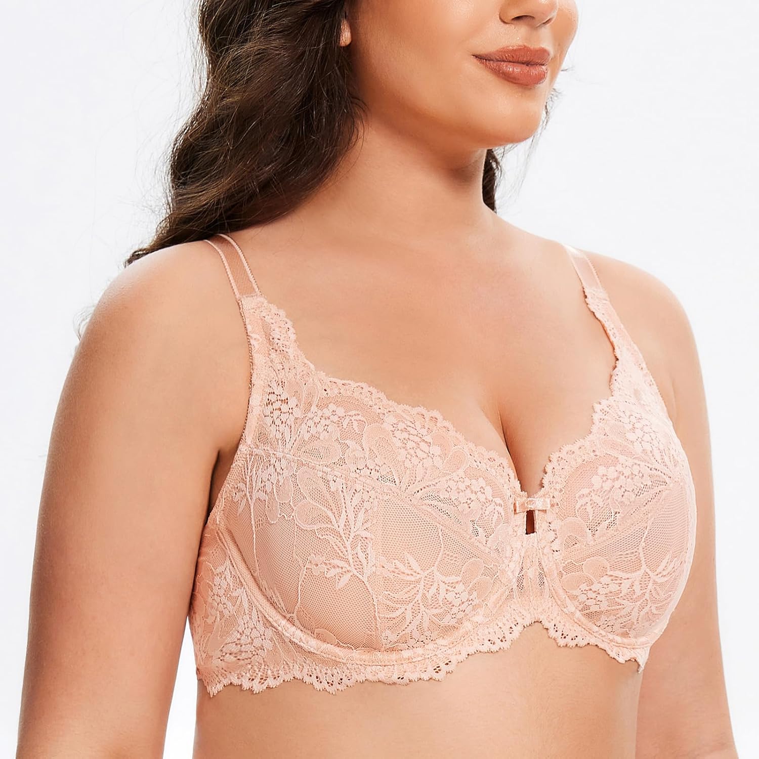 MELENECA Women's Plus Size Minimizer Bras Full Coverage Lace Unlined Underwire Bra - Image 4