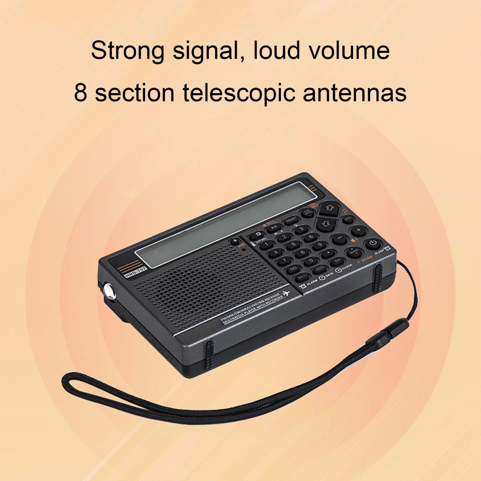 Multiband Radio SW FM MW Air V.UHF WB Digital Radio con Función de Emergencia Naranja