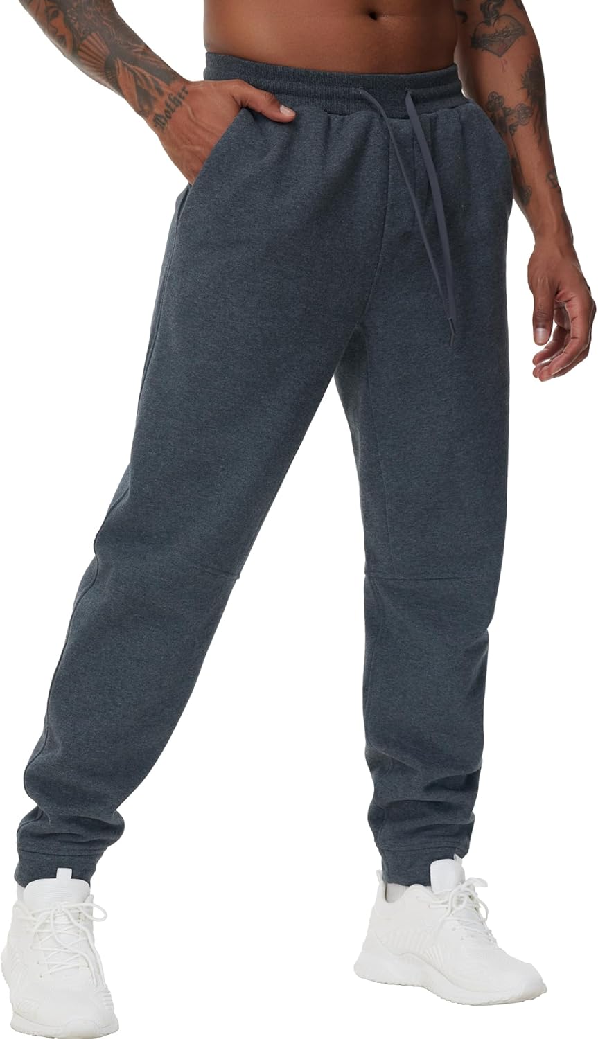 THE GYM PEOPLE Men's Fleece Workout Sweatpants Drawstring Tapered Running Lounge Jogger Pants with Pockets - Image 2