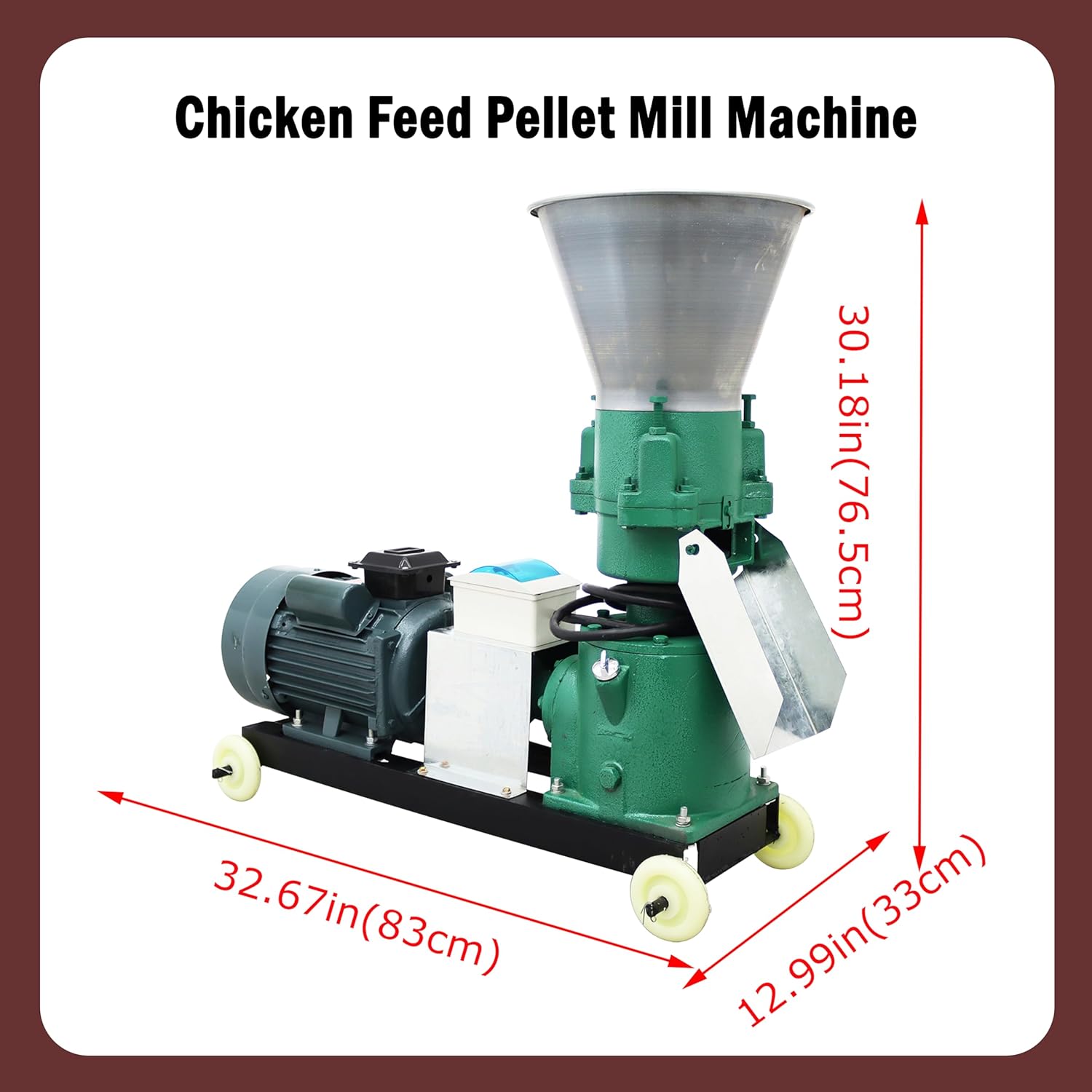 2MM Chicken Feed Pellet Mill Machine Animal Feed Pellet Machine Feed Granulator Machine Three-Head Pressure Roller 220V 4.5KW 200KG/H
