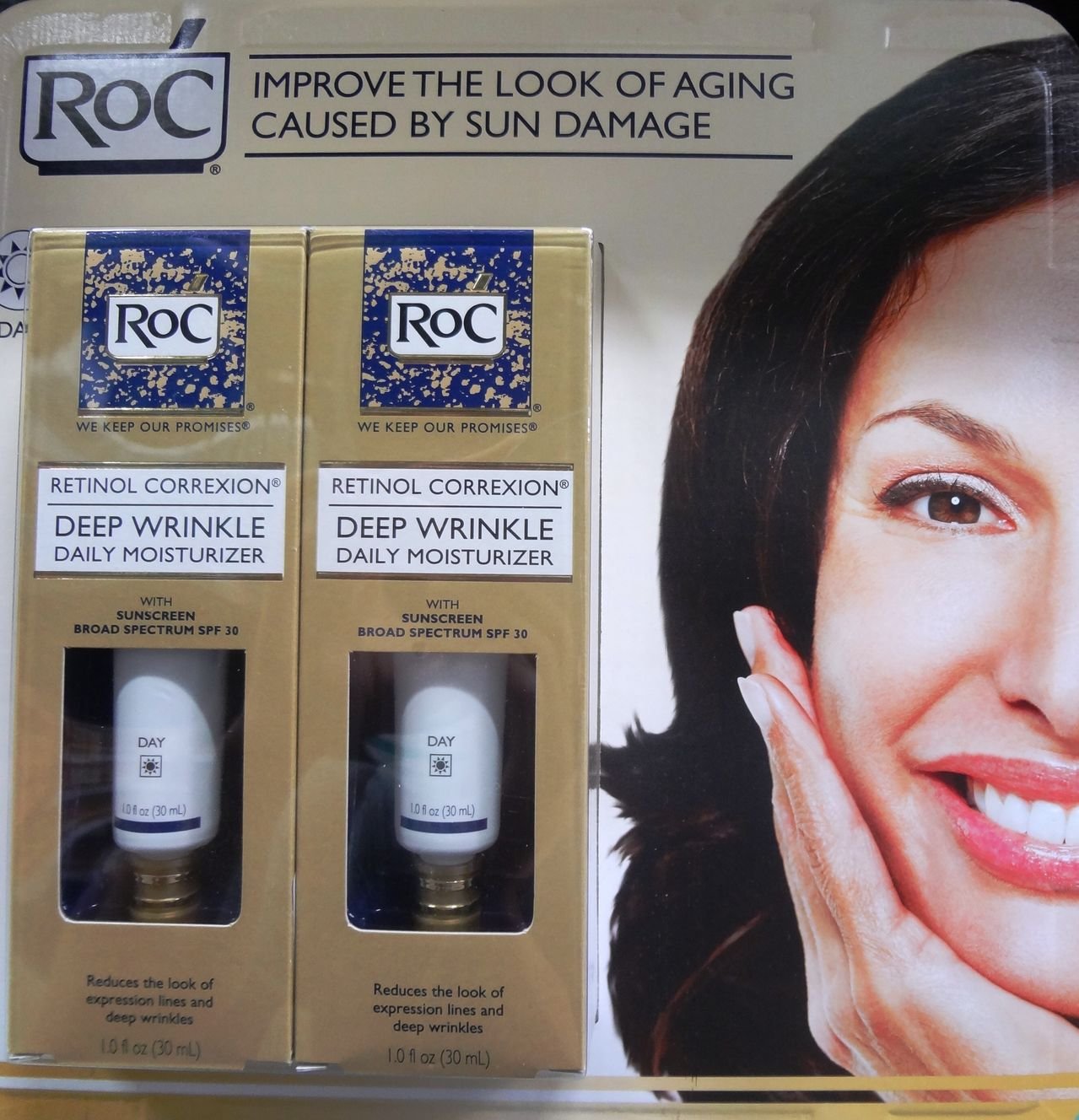 ROC retinol correxion 2-1.0fl oz deep wrinkle daily moisturizer, 2.0 fl oz