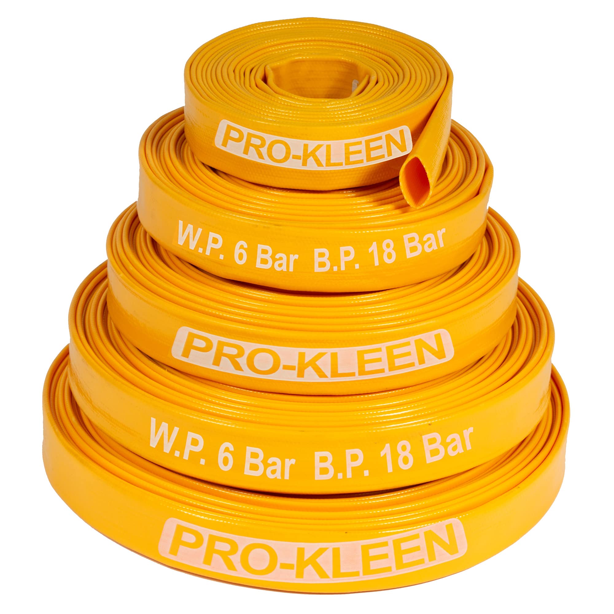 Pro-Kleen Layflat Hose 15M PVC Submersible Water Pump Yellow Discharge Pipe Diameter 25mm - for Drainage, Floods, Irrigation, Hot Tub, Swimming Pool - 2 Circlips - (15 Metres)
