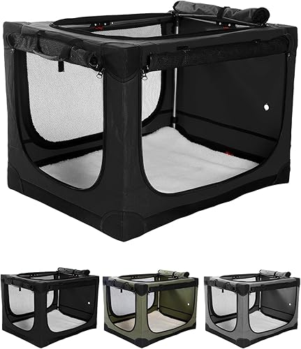 Jaula de viaje plegable de 42 pulgadas para perros medianos y grandes, jaula portátil para perros de 4 puertas, plegable, suave, con ventanas de